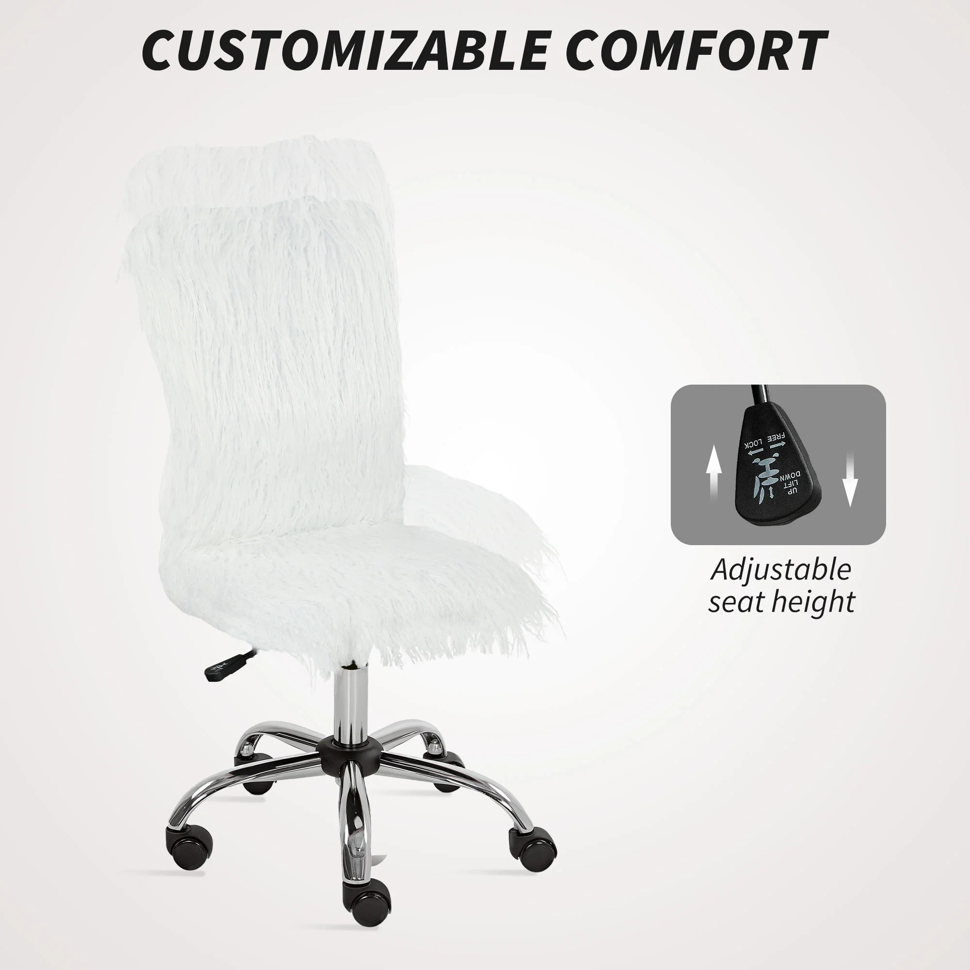 HOMCOM Armless Makeup Vanity Chair, Swivel Computer Chair - Image 15