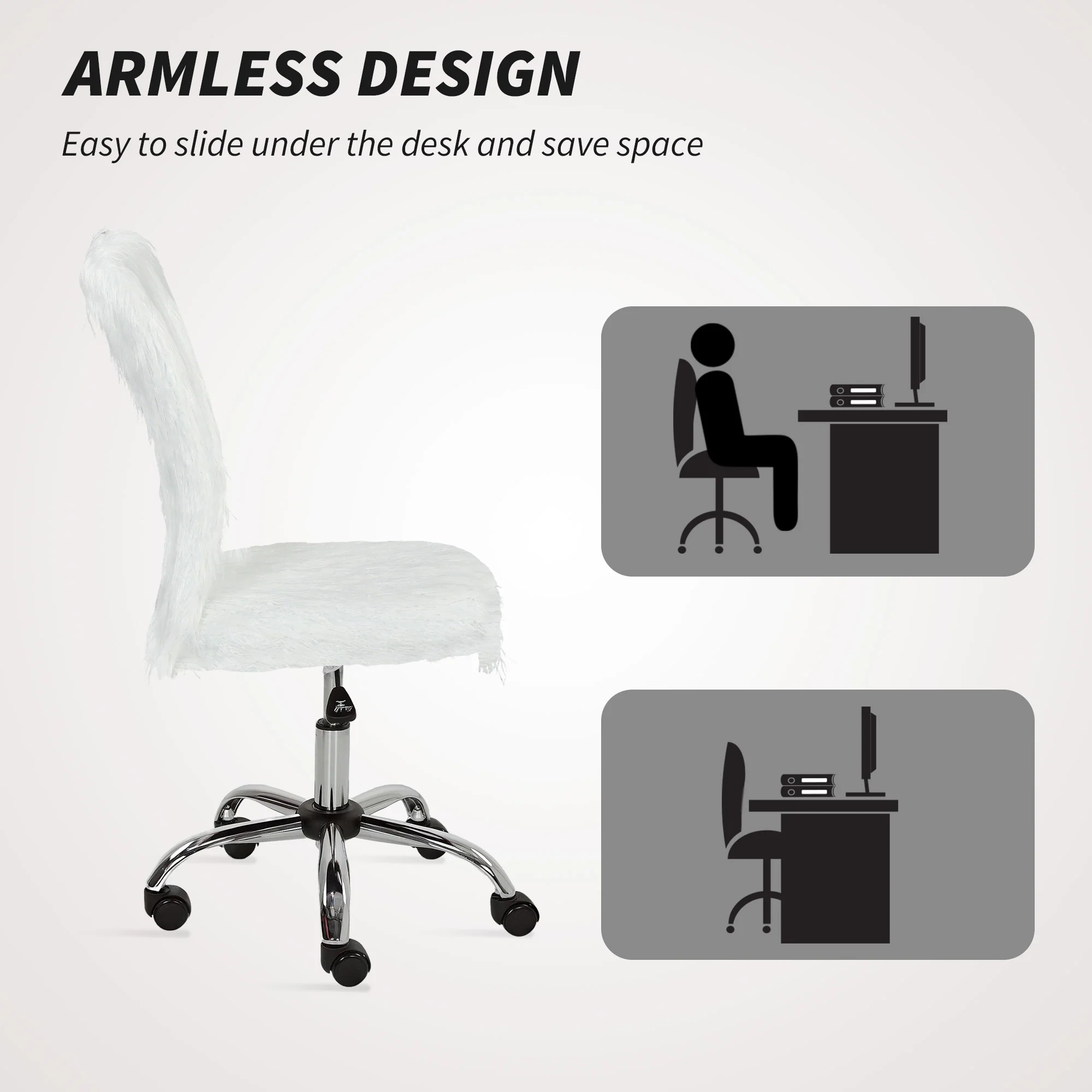 HOMCOM Armless Makeup Vanity Chair, Swivel Computer Chair - Image 17