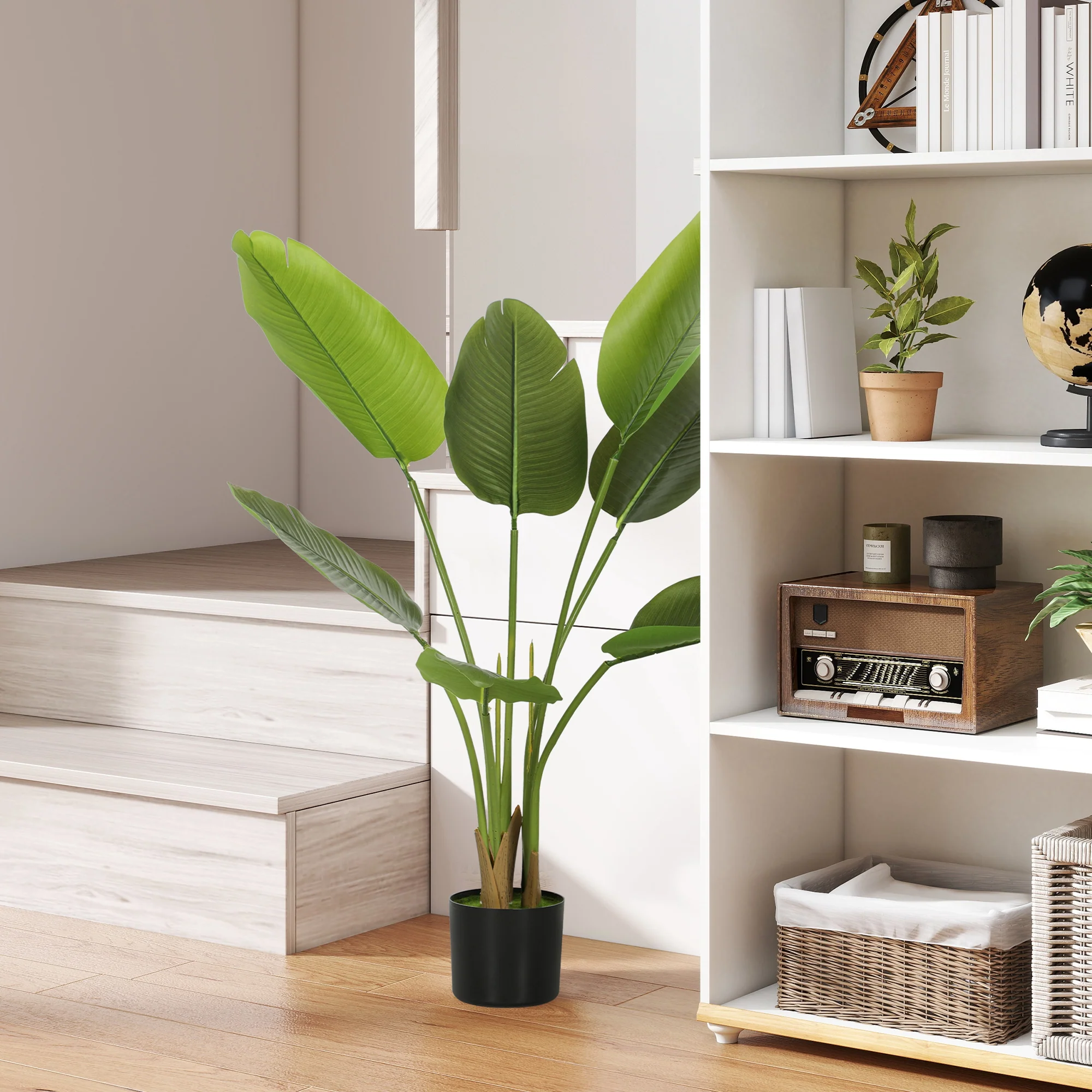 HOMCOM Artificial Bird Of Paradise Plant With Flocking In Pot, Green - Image 11