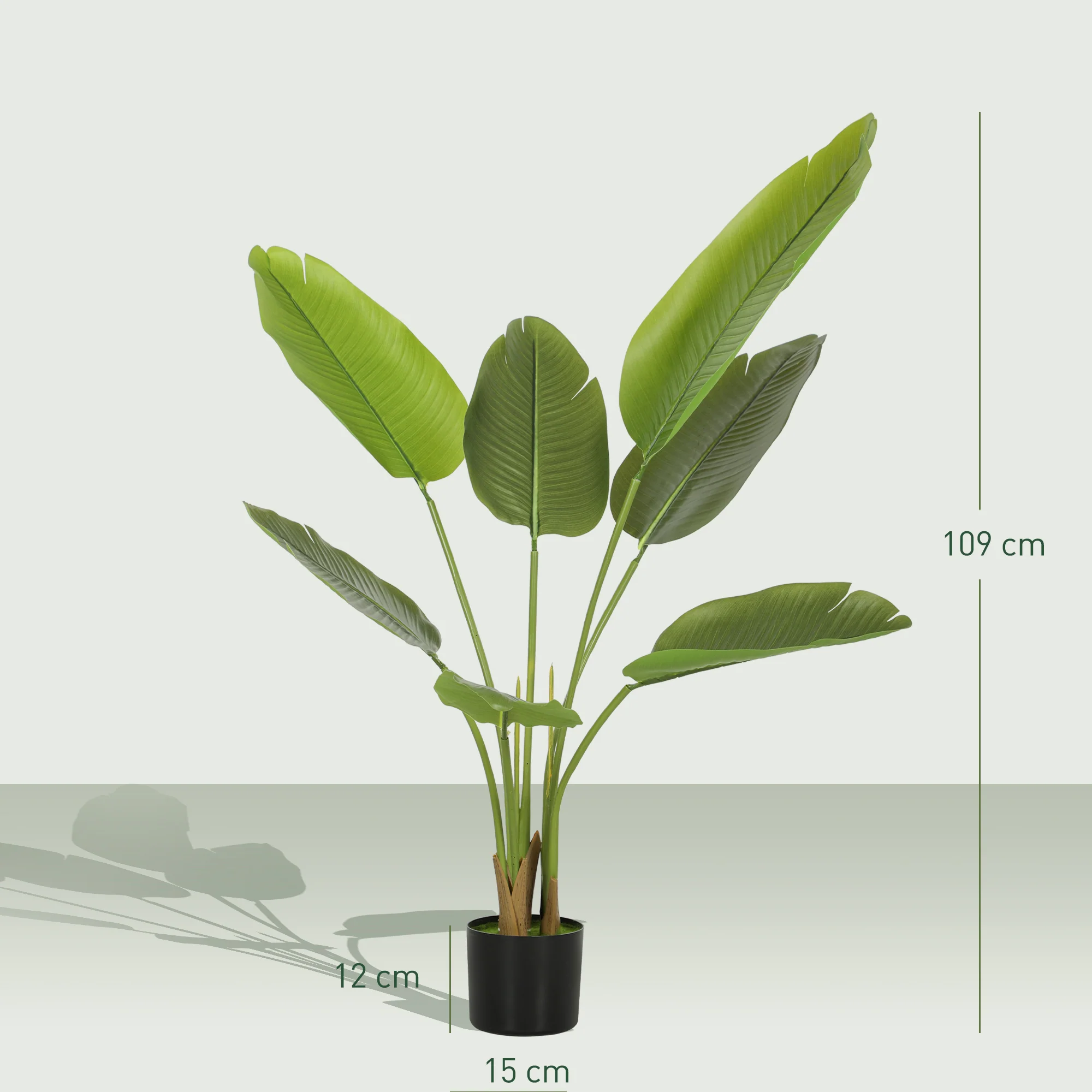 HOMCOM Artificial Bird Of Paradise Plant With Flocking In Pot, Green - Image 14