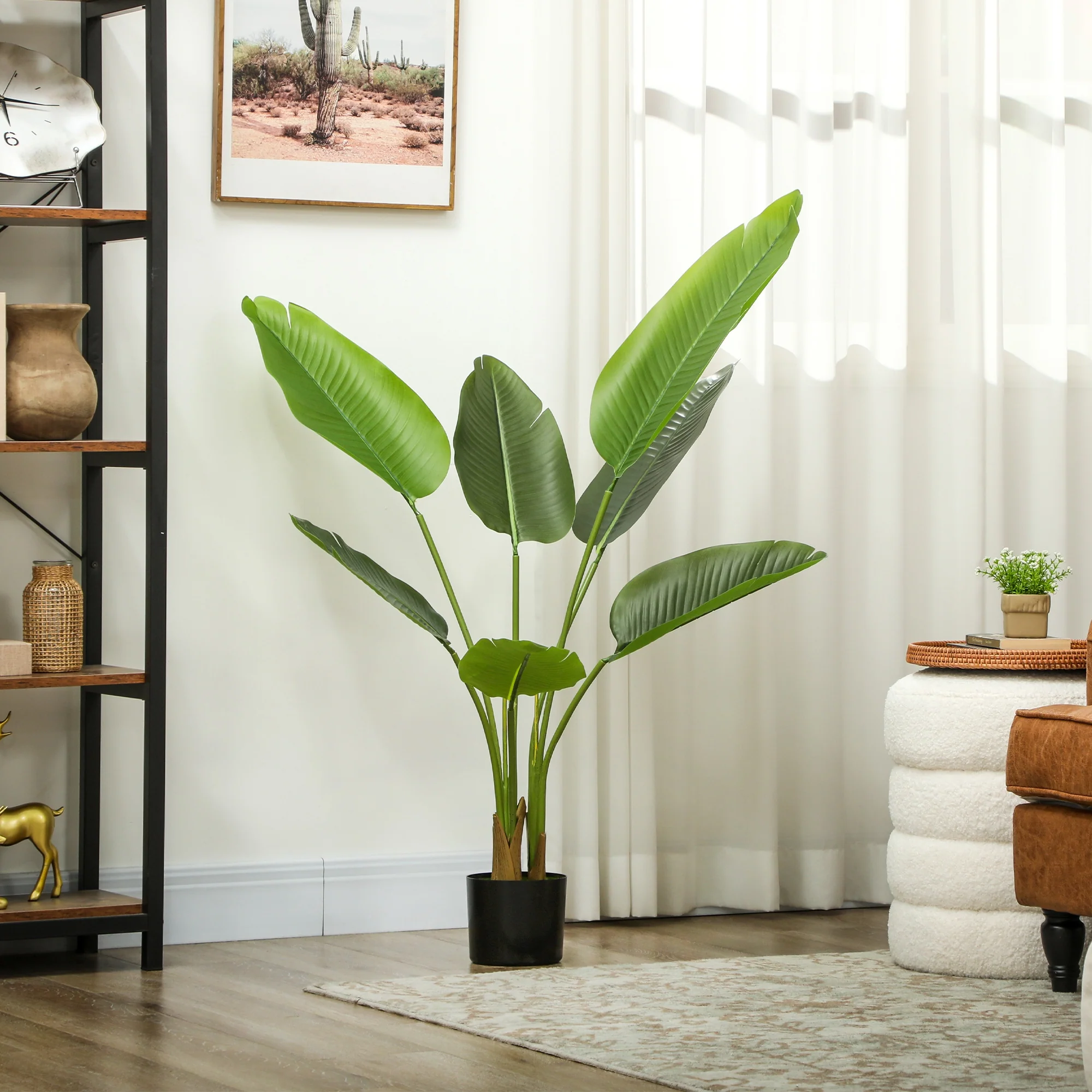 HOMCOM Artificial Bird Of Paradise Plant With Flocking In Pot, Green - Image 16