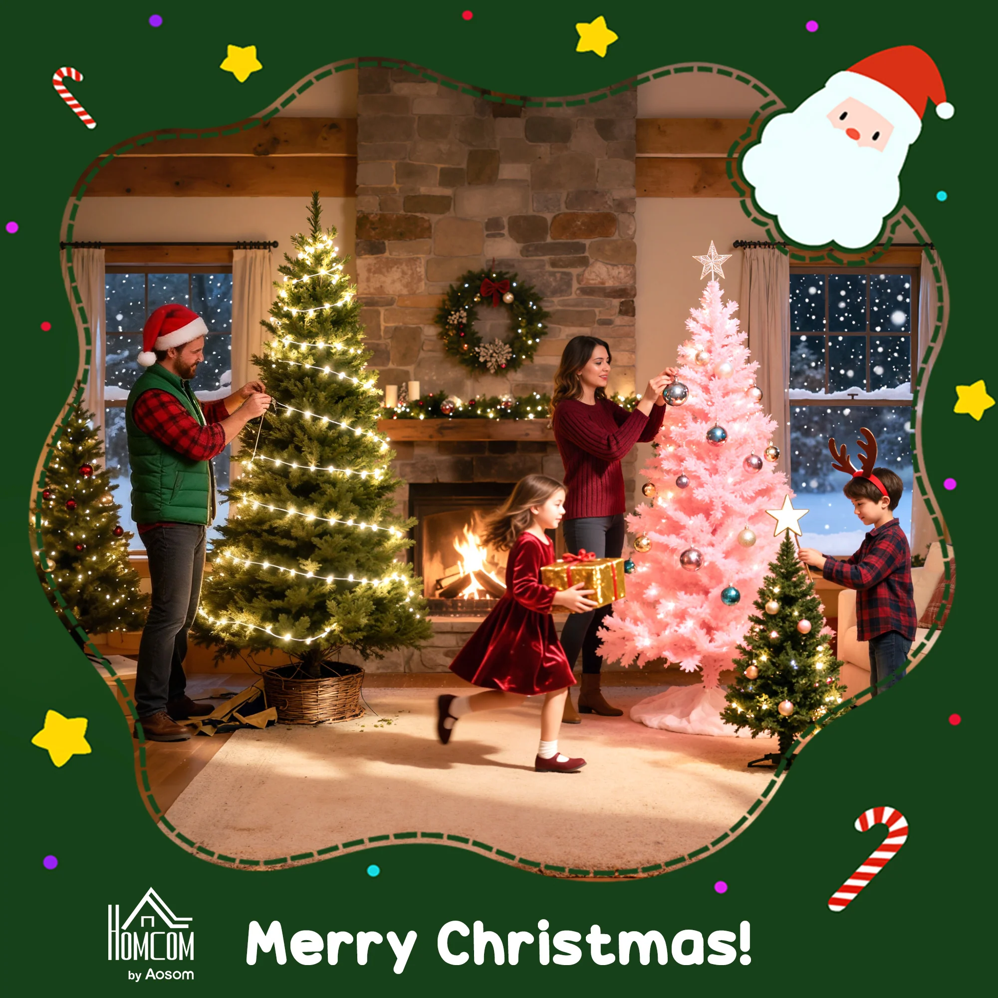 HOMCOM Artificial Christmas Tree With Snow, Hinged Xmas Tree - Image 9