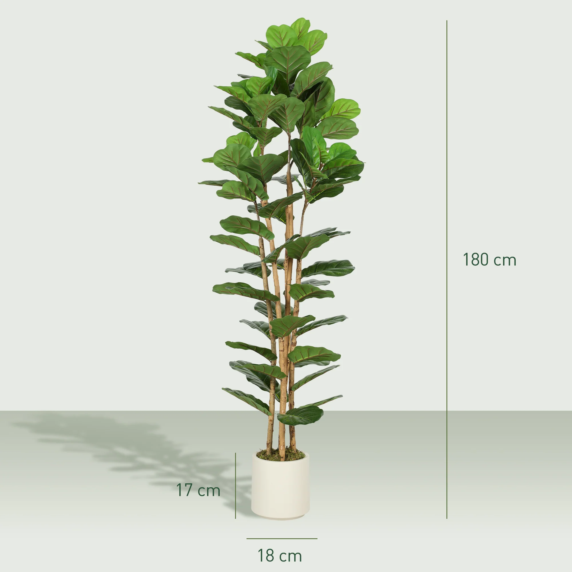 HOMCOM Artificial Fiddle Leaf Fig Tree With Solid Wood Trunks - Image 14