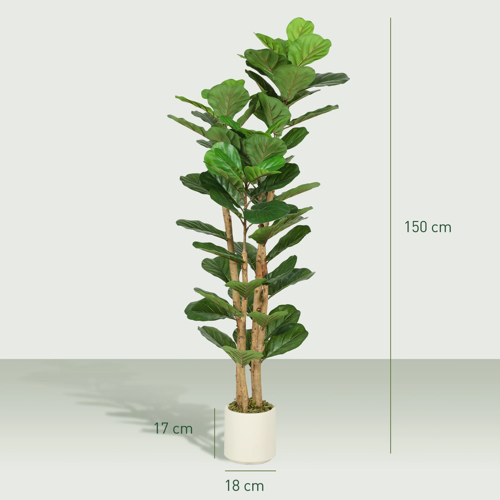 HOMCOM Artificial Fiddle Leaf Fig Tree With Solid Wood Trunks - Image 5