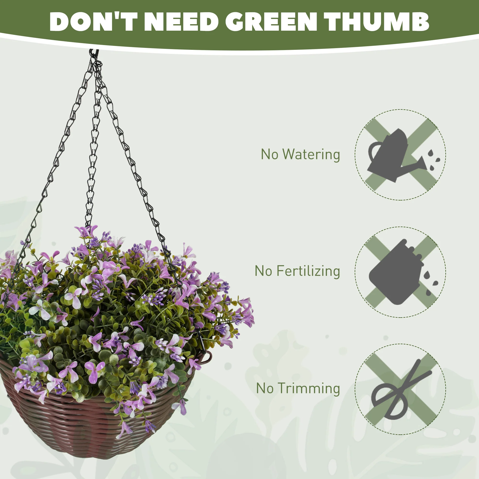 HOMCOM Artificial Flowers In Basket Set Of 2 With 75 Leaves And 15 Flowers - Image 4