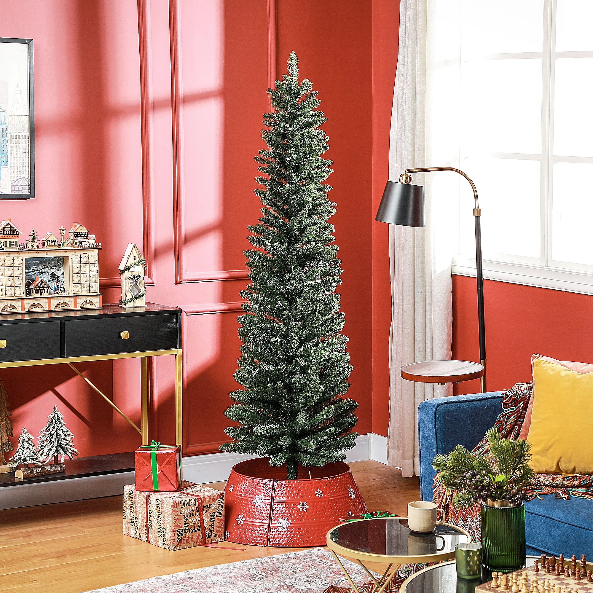 HOMCOM Artificial Pencil Christmas Tree With  Branches, Green - Image 2