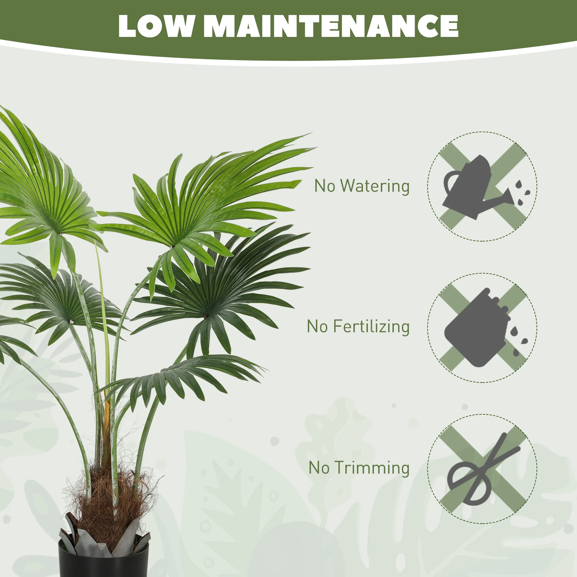HOMCOM Artificial Plant With PEVA Leaves And Coconut Coir For Home Office - Image 15