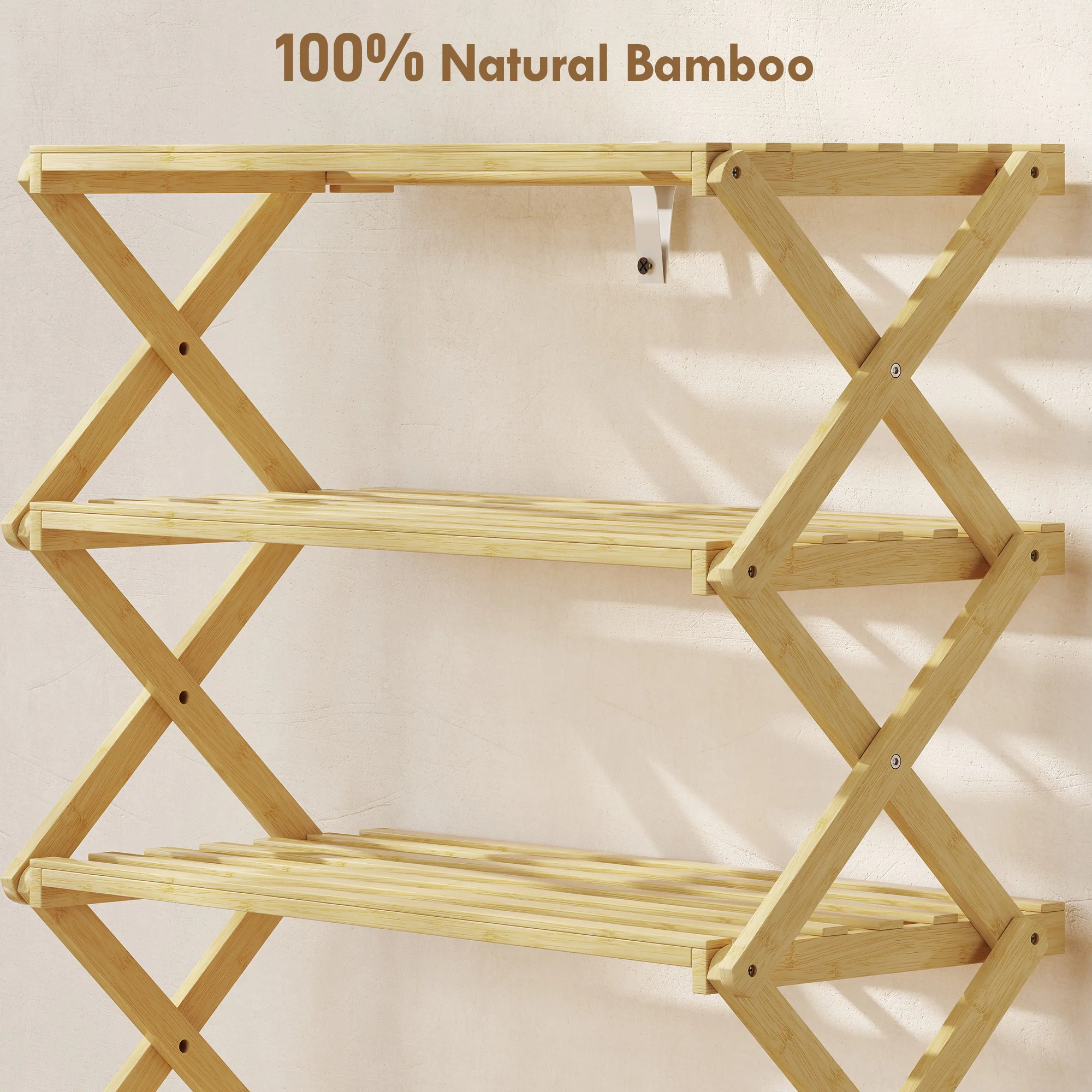 HOMCOM Bamboo Shoe Rack, Folding Shoe Shelf - Image 13