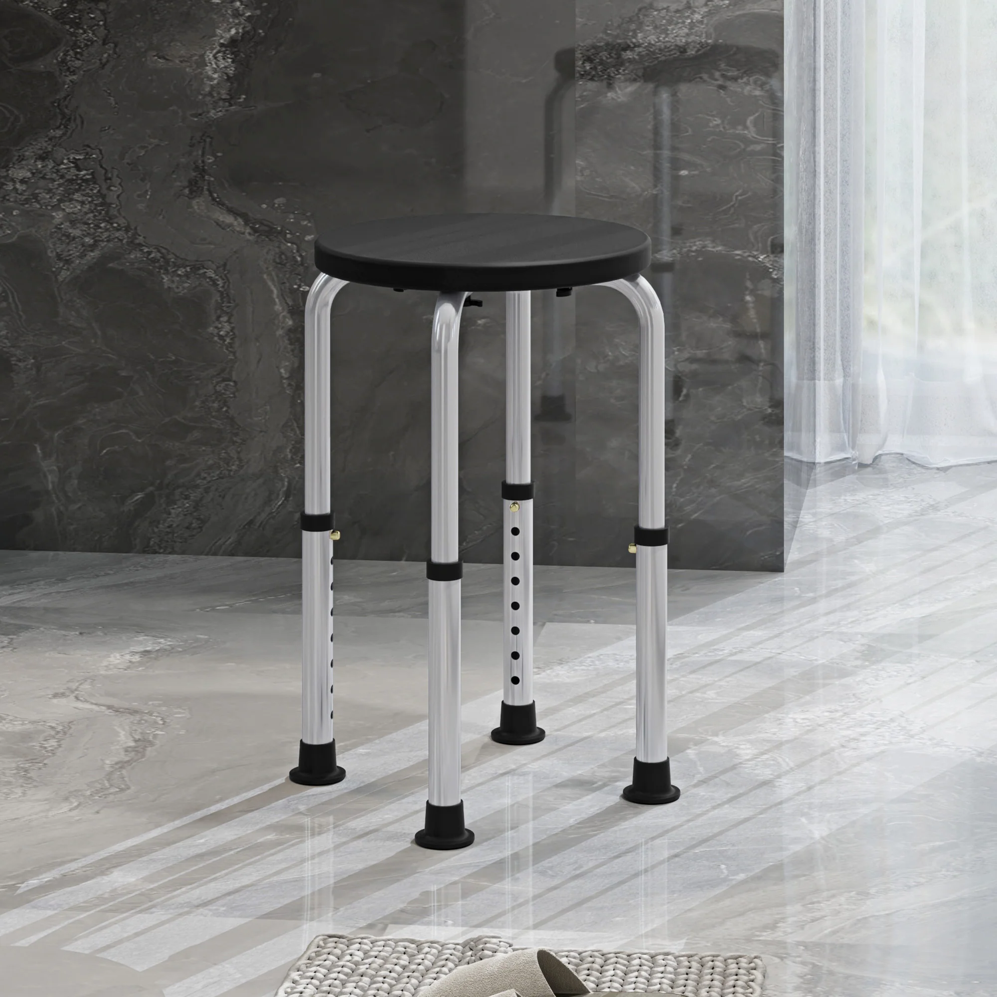 HOMCOM Bath Chair Height Adjustable Shower Seat For Elderly Disabled Black - Image 9