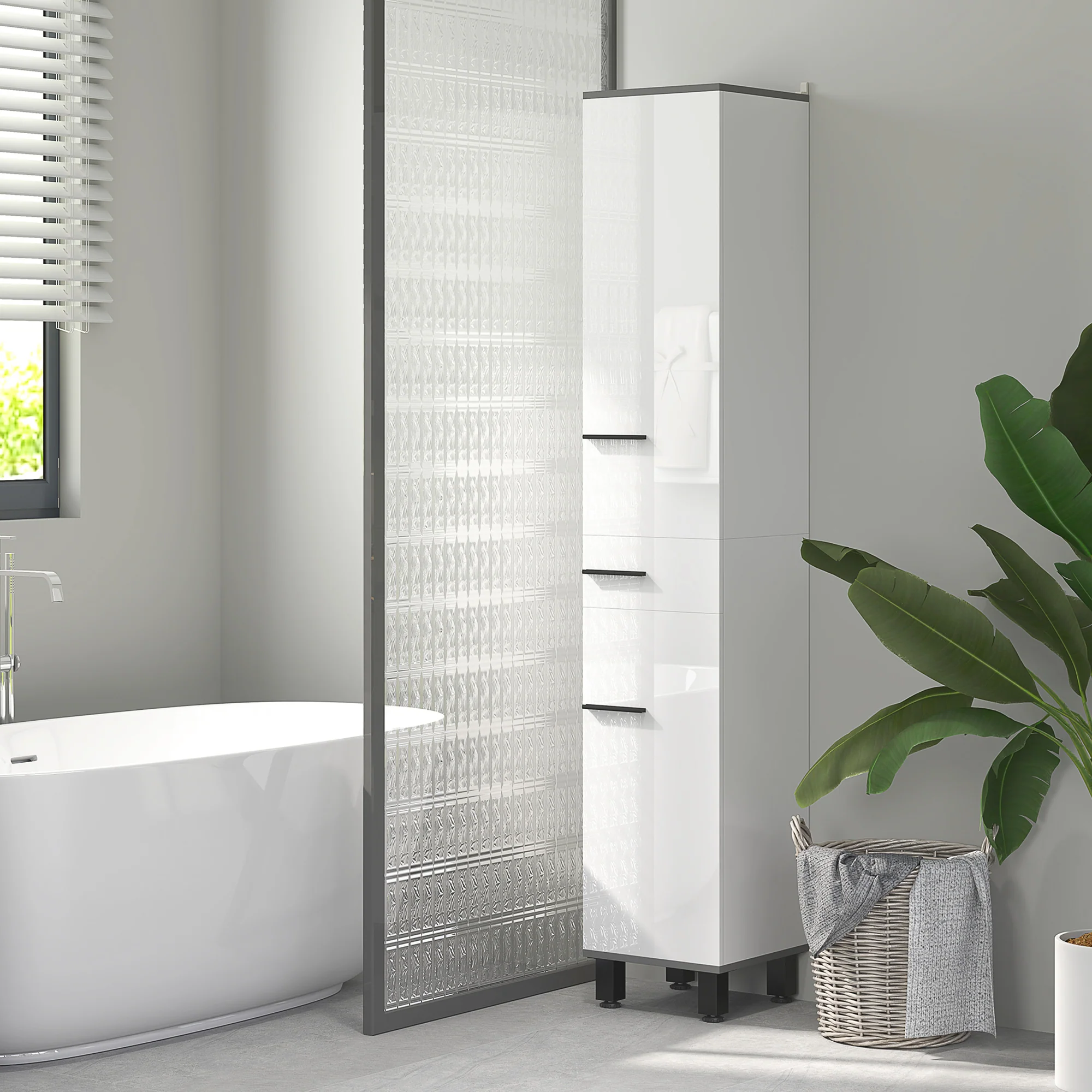 HOMCOM Bathroom Cabinet With Adjustable Shelves, Double Doors And Drawer - Image 2