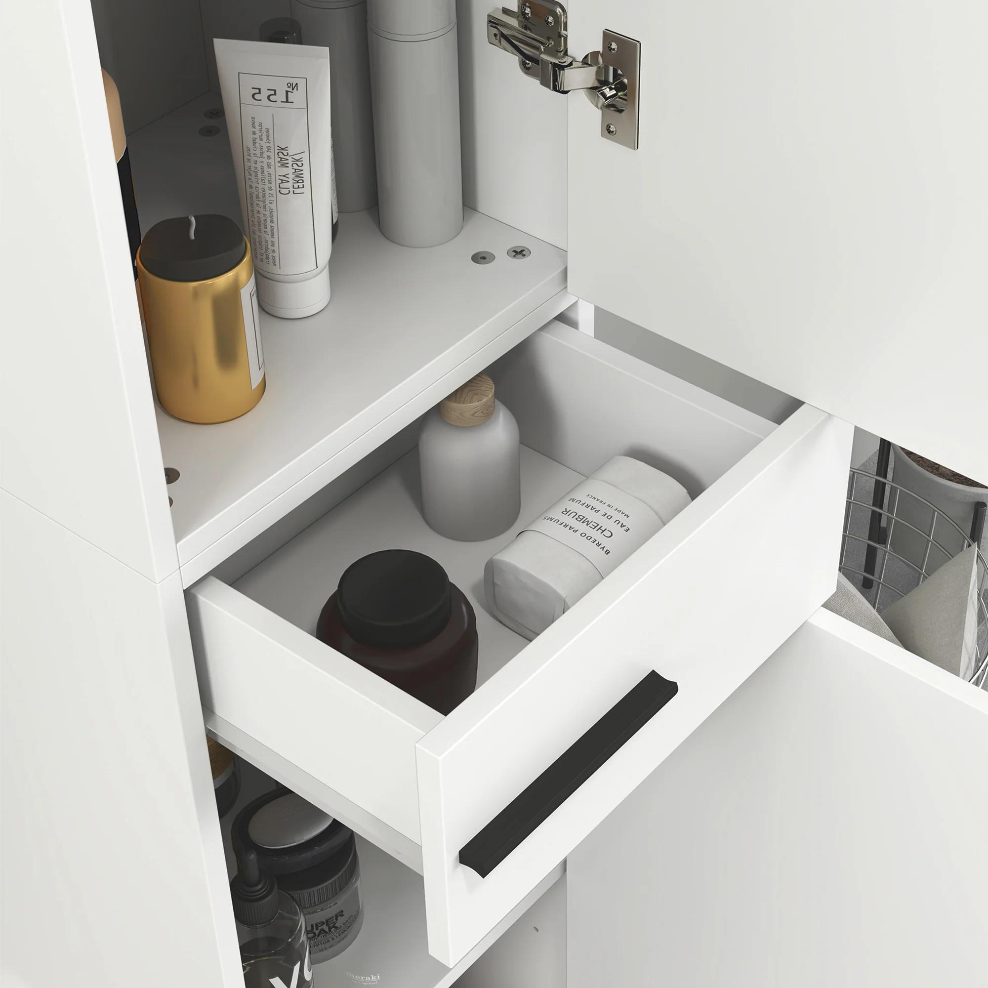 HOMCOM Bathroom Cabinet With Adjustable Shelves, Double Doors And Drawer - Image 9