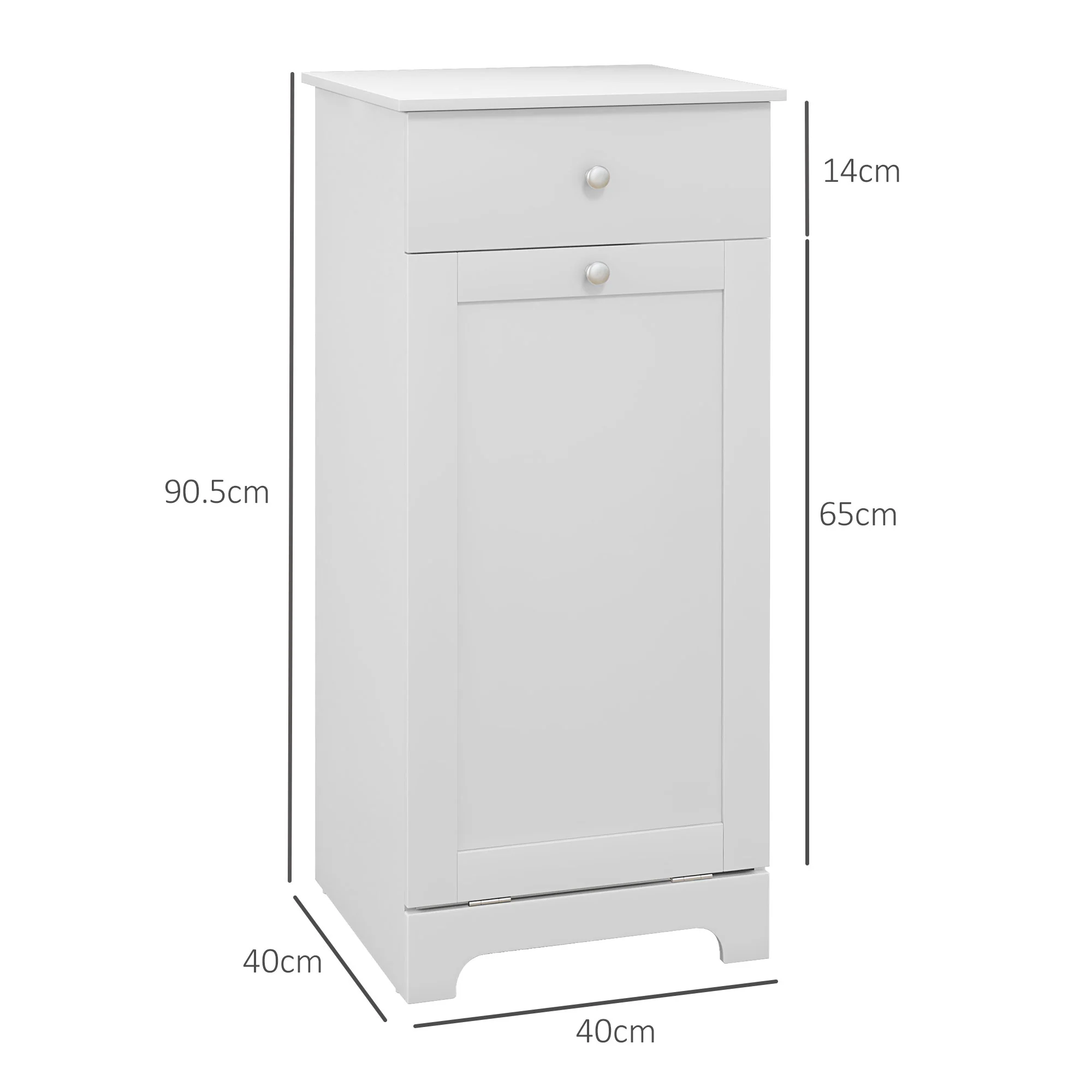 HOMCOM Bathroom Cabinet With Folding Laundry Hamper And Drawer, White - Image 5