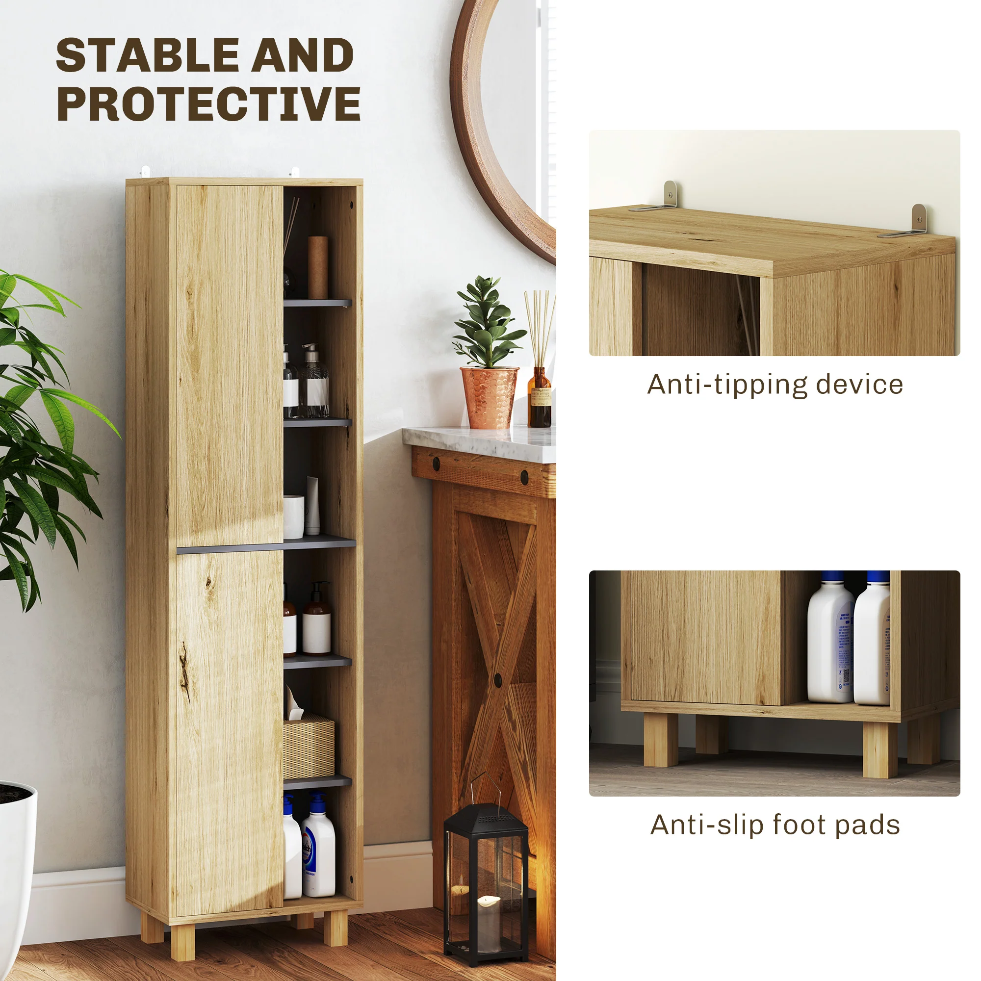 HOMCOM Bathroom Storage Unit With 6 Open Compartments And 6 Shelves - Image 6