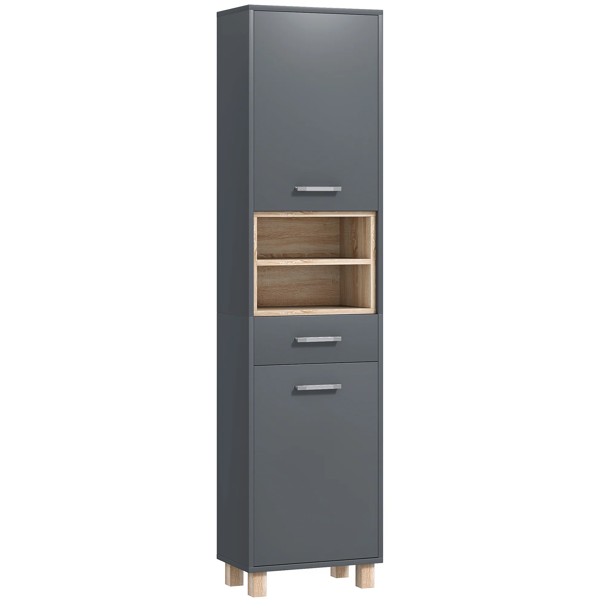 HOMCOM Bathroom Storage Unit With Open Shelves And Drawer