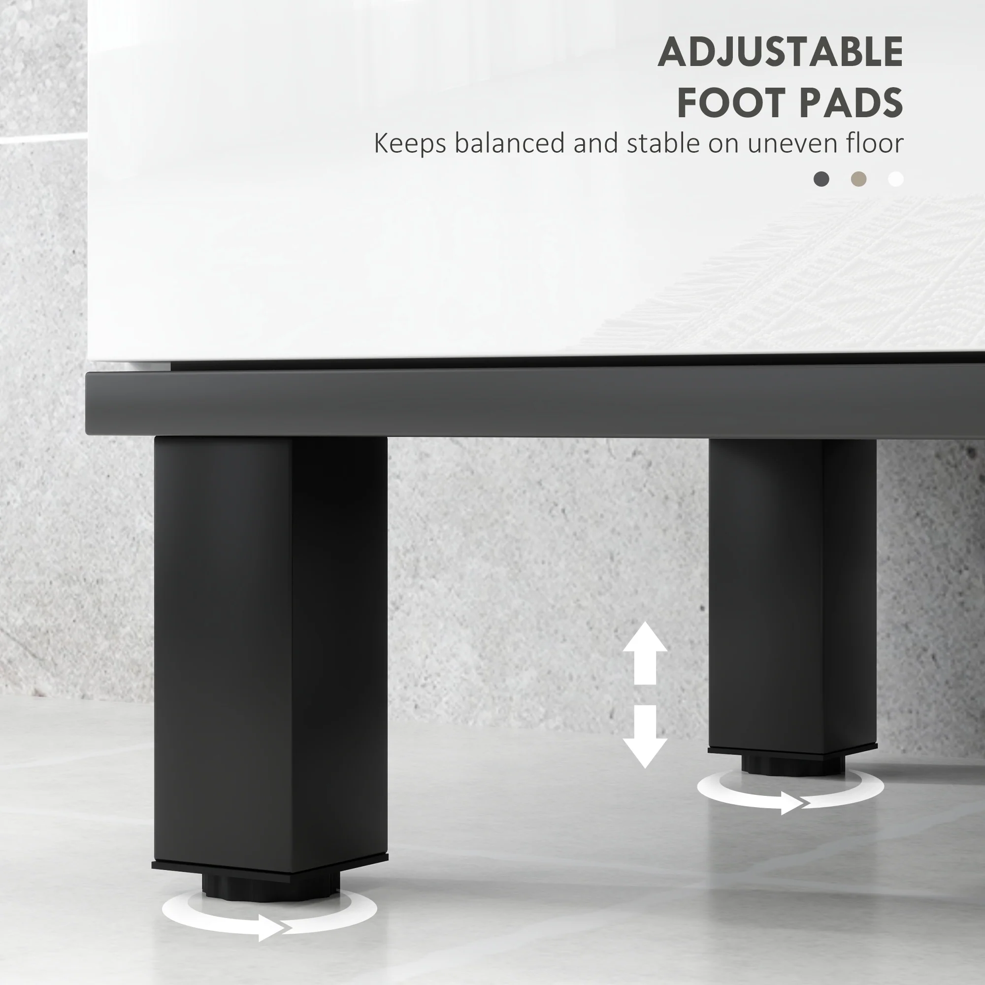 HOMCOM Bathroom Under Sink Cabinet With Adjustable Shelf High Gloss White - Image 8