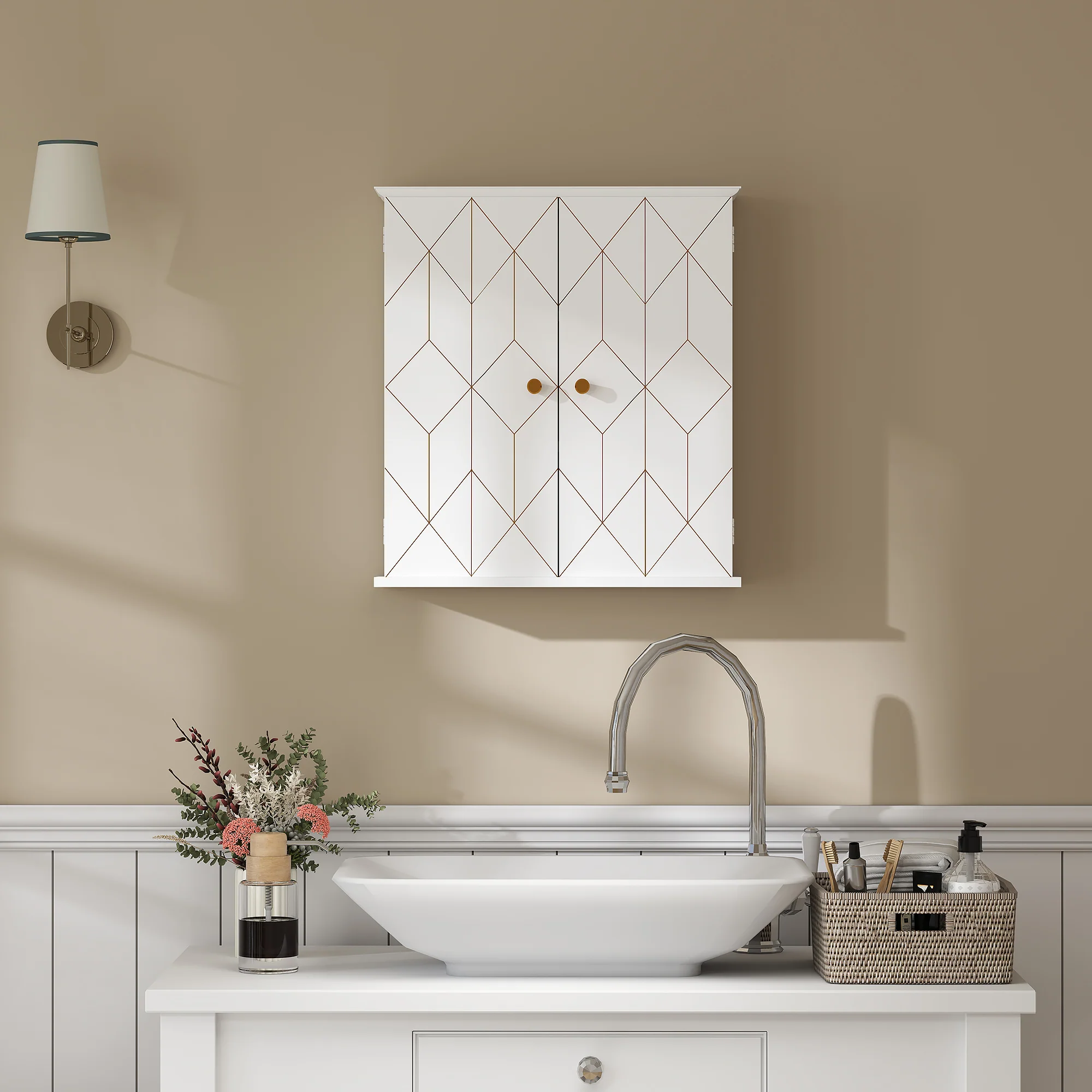 HOMCOM Bathroom Wall Cabinet, Wall Cupboard with Adjustable Shelf, White - Image 7