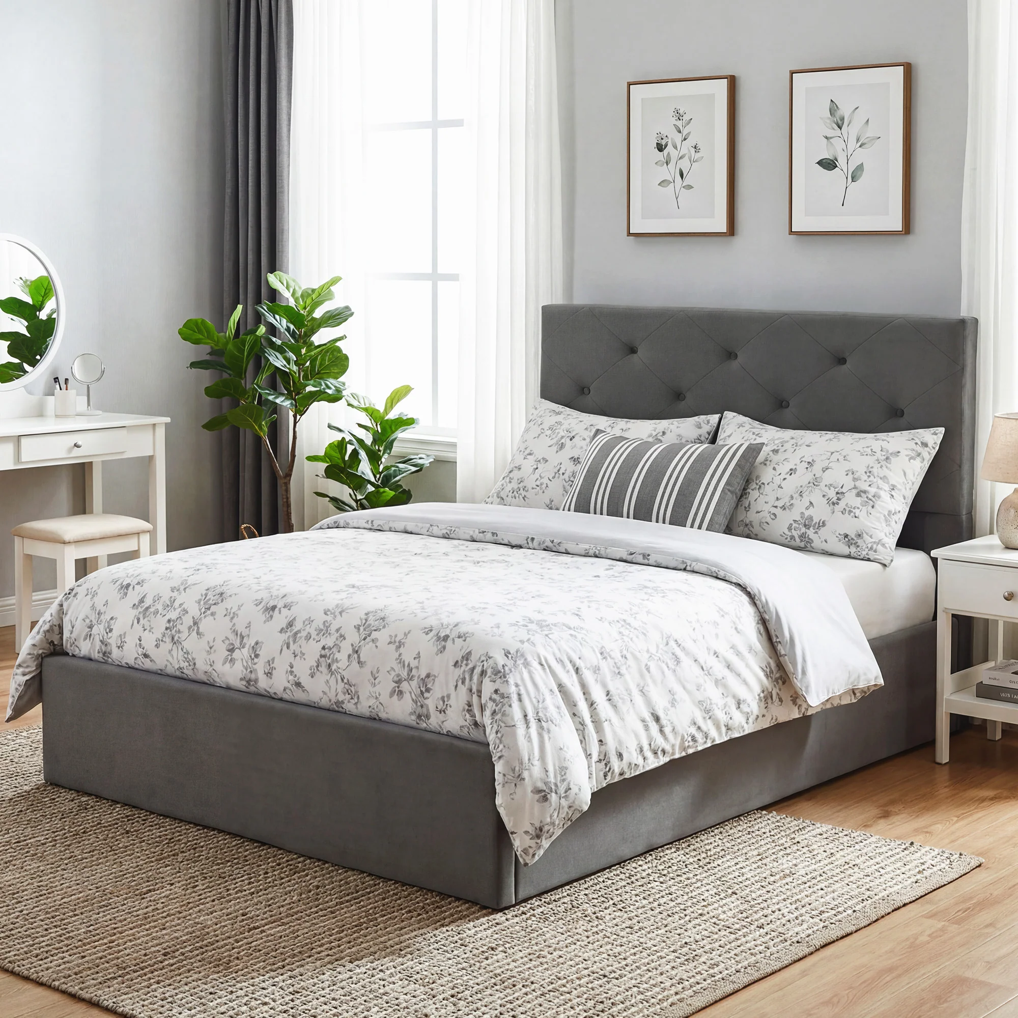 HOMCOM Bed Frame Gas Side Lift Under Bed Storage - Image 26
