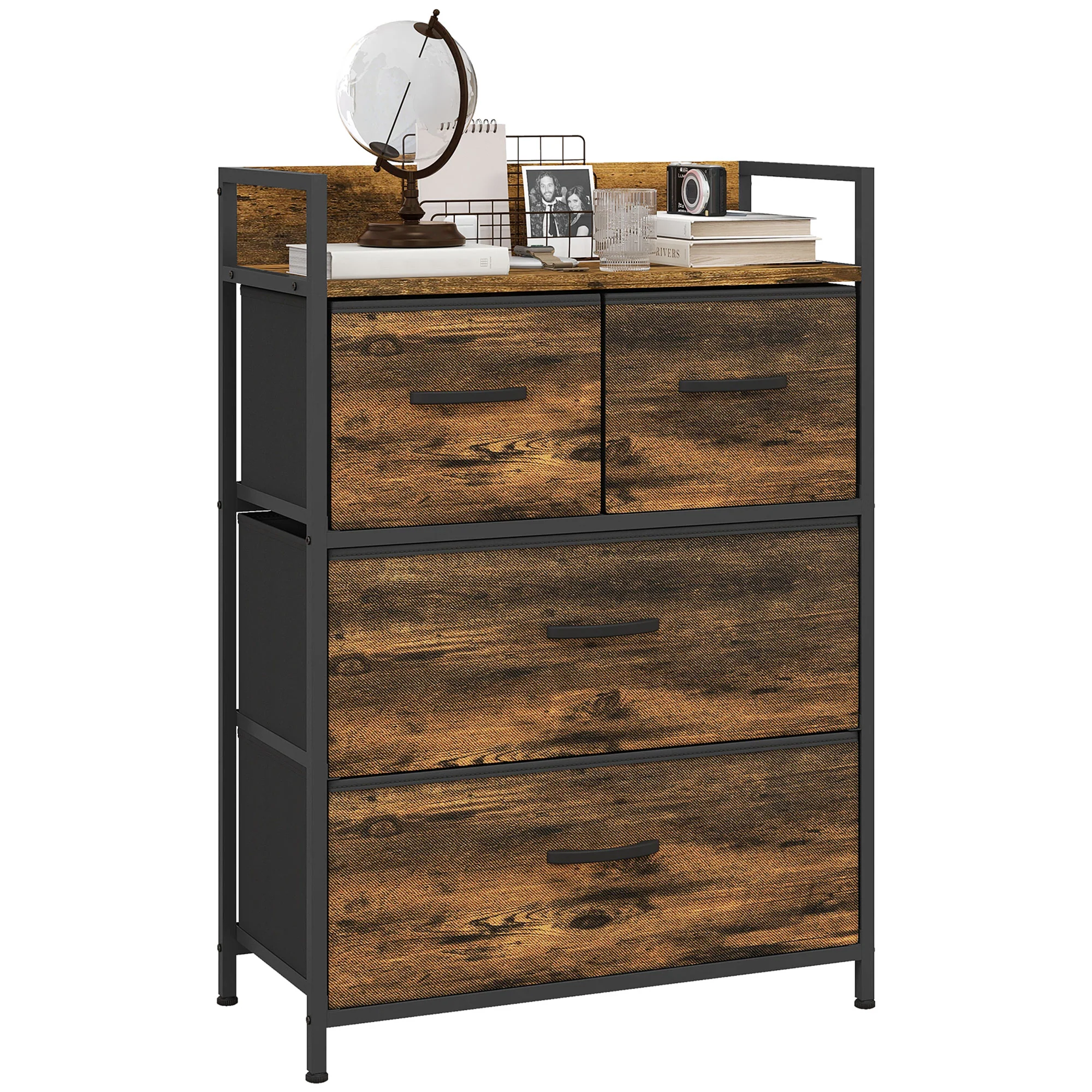 HOMCOM Bedroom Chest of Drawers 4 Drawer Dresser w/ Shelf - Image 10