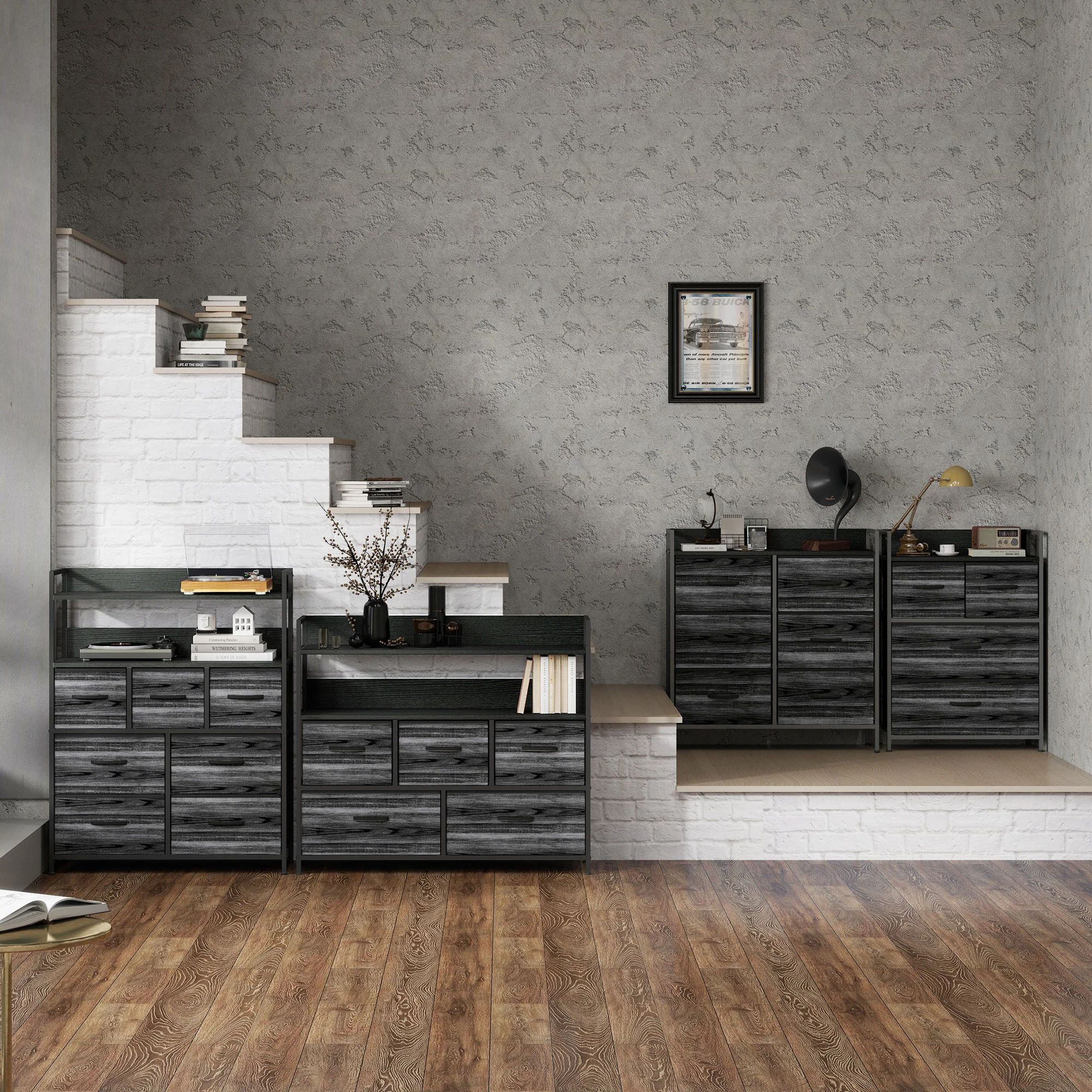 HOMCOM Bedroom Chest of Drawers 4 Drawer Dresser w/ Shelf - Image 9