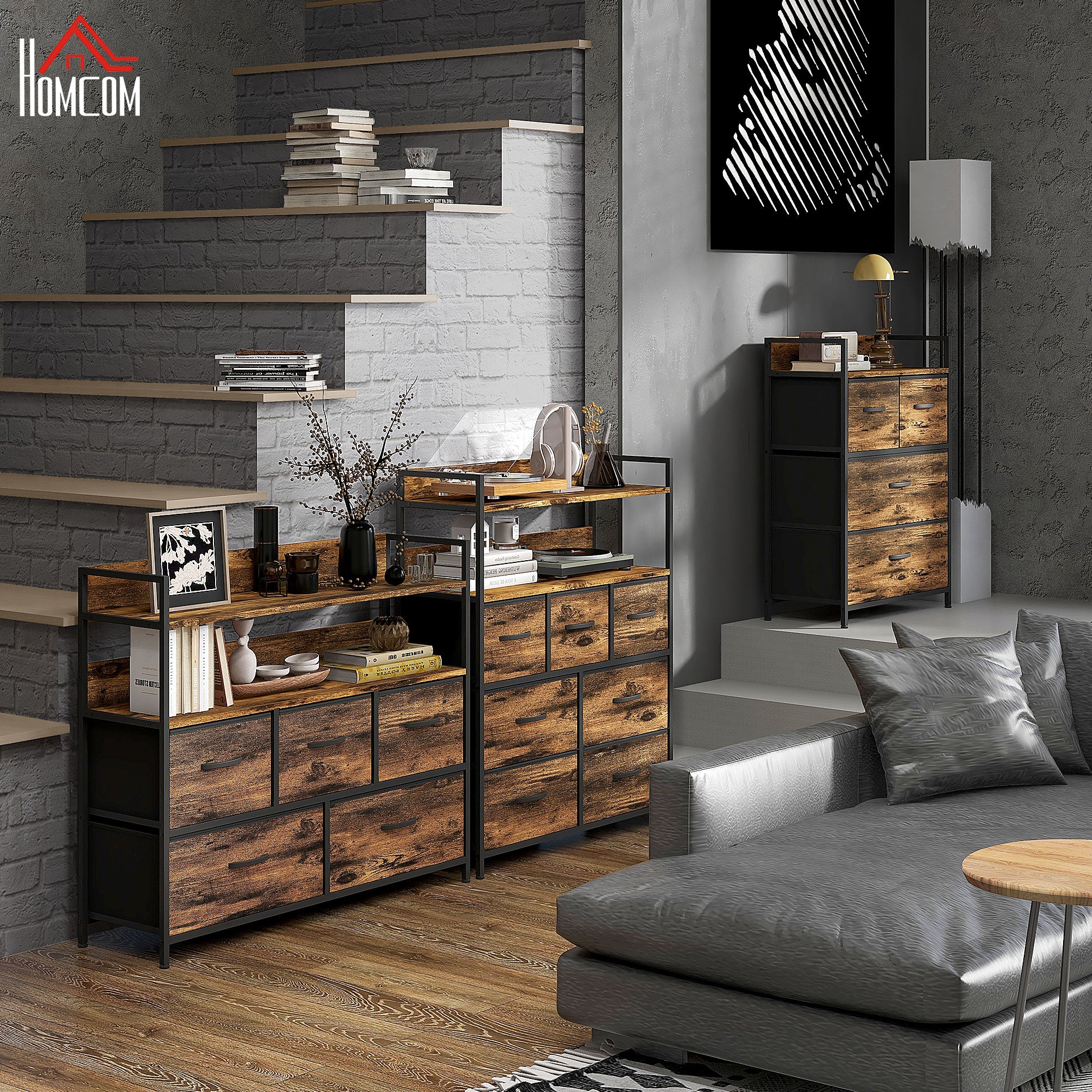 HOMCOM Bedroom Chest of Drawers 5 Drawer Dresser w/ Shelves - Image 17