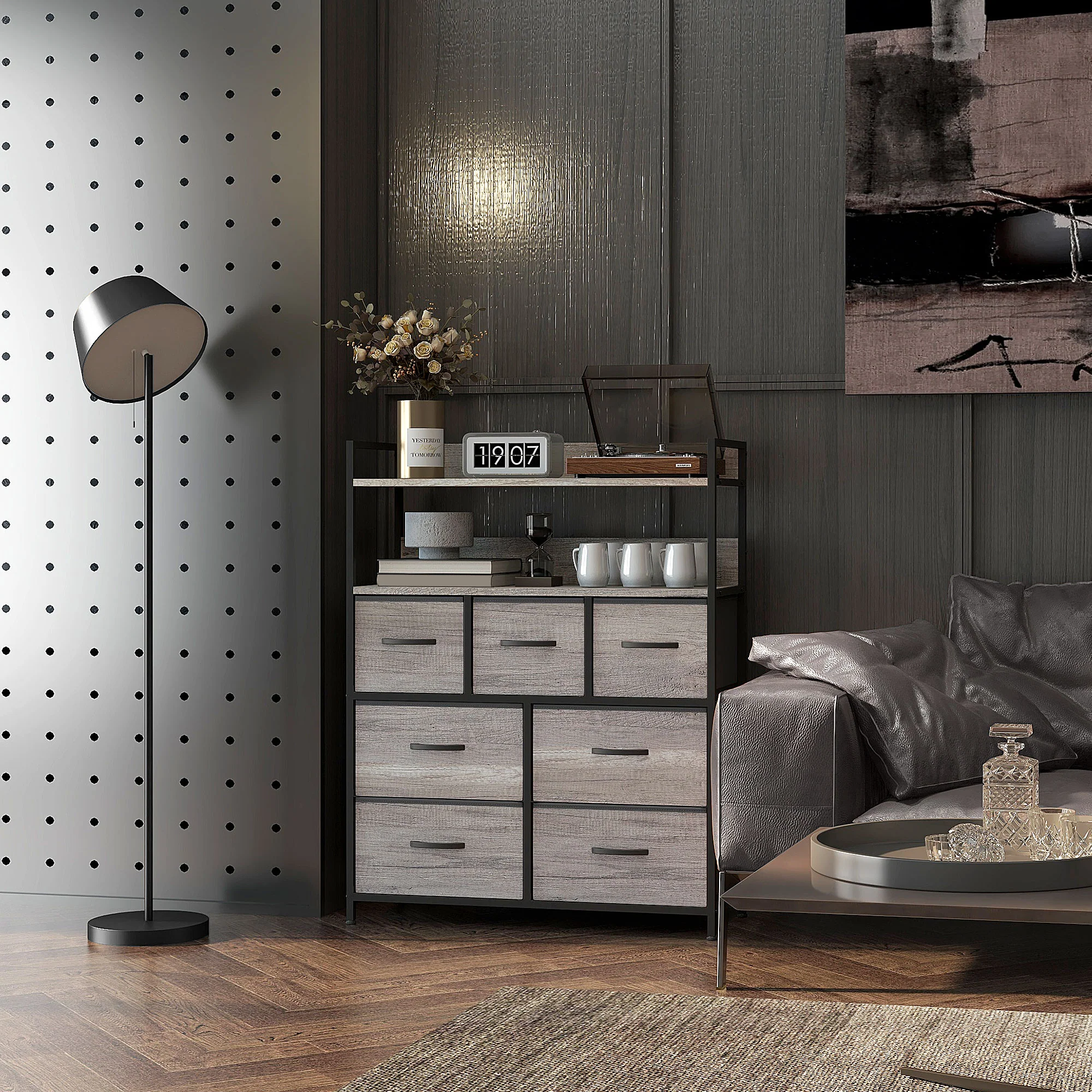 HOMCOM Bedroom Chest of Drawers 7 Drawer Dresser w/ Shelves - Image 18