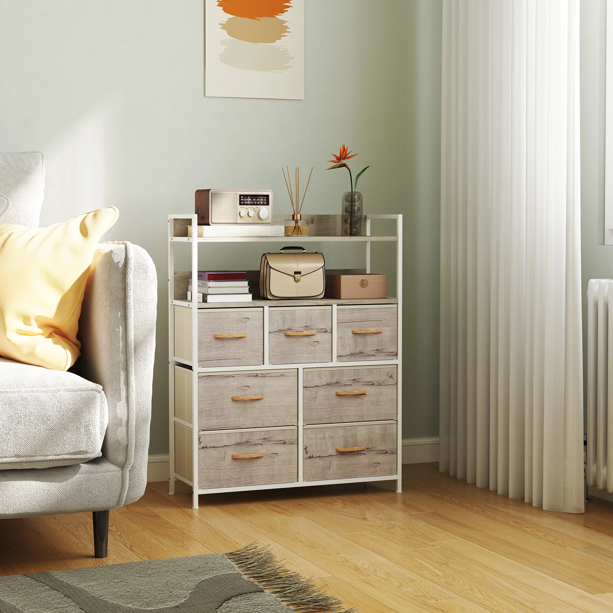 HOMCOM Bedroom Chest of Drawers 7 Drawer Dresser w/ Shelves - Image 20