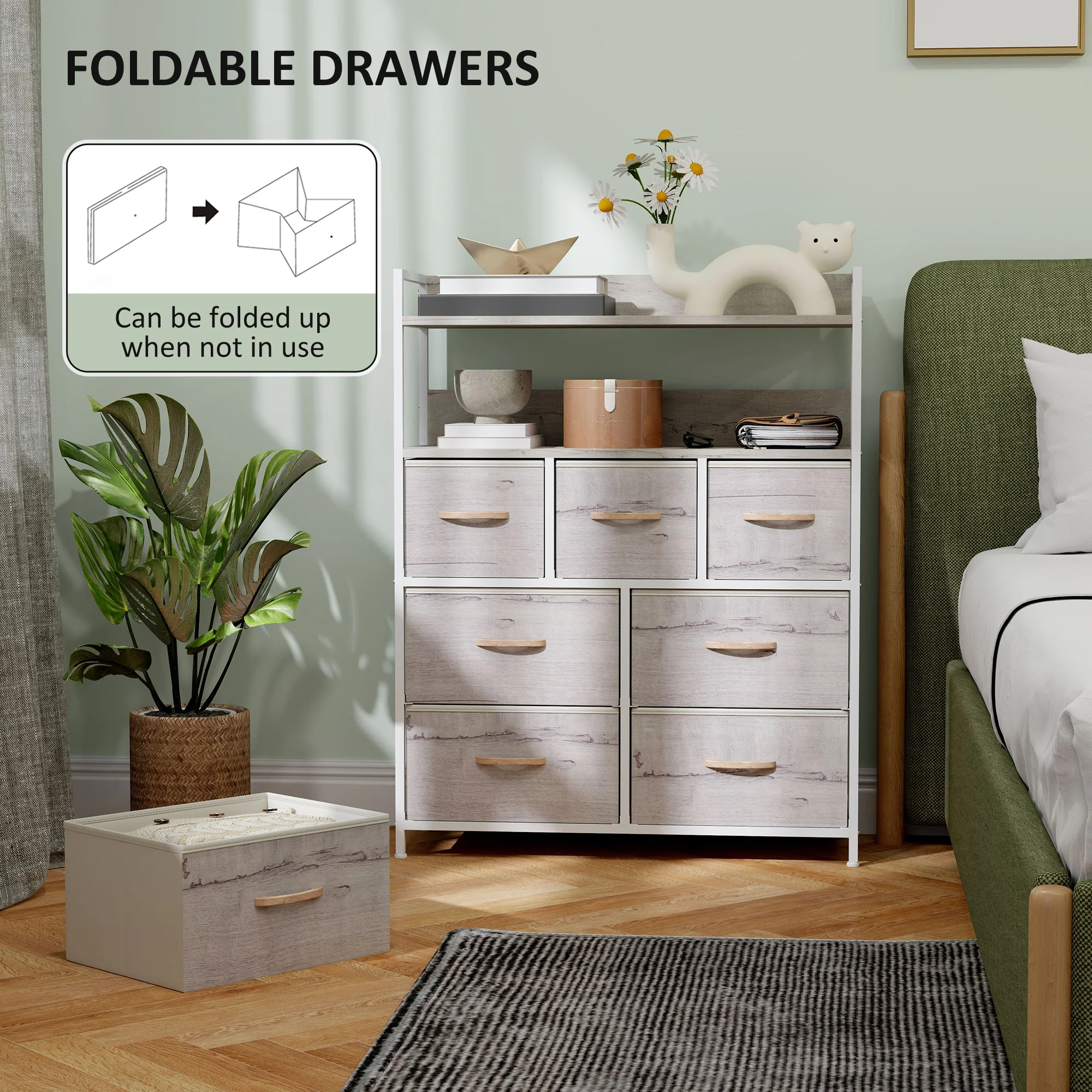 HOMCOM Bedroom Chest of Drawers 7 Drawer Dresser w/ Shelves - Image 24