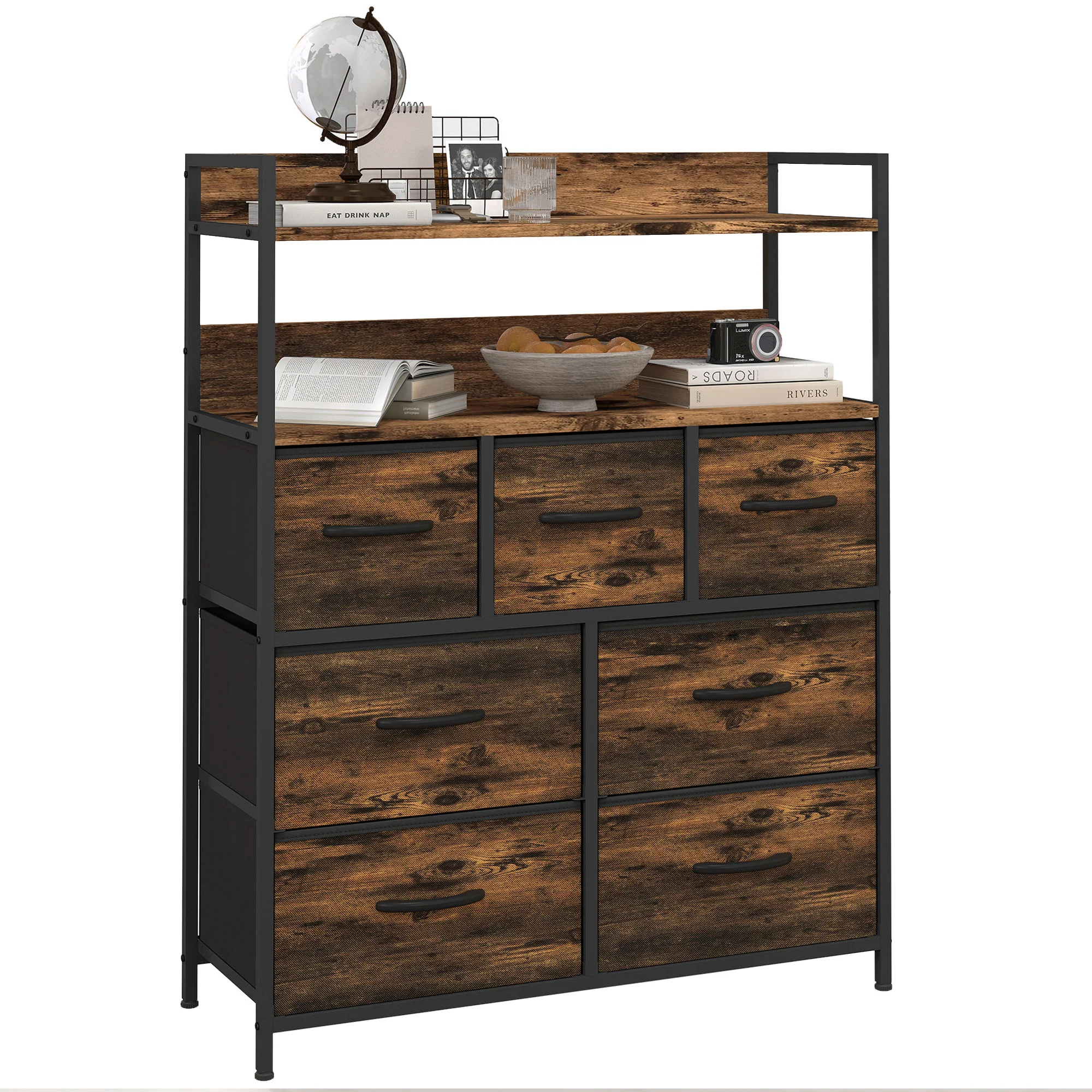 HOMCOM Bedroom Chest of Drawers 7 Drawer Dresser w/ Shelves - Image 28