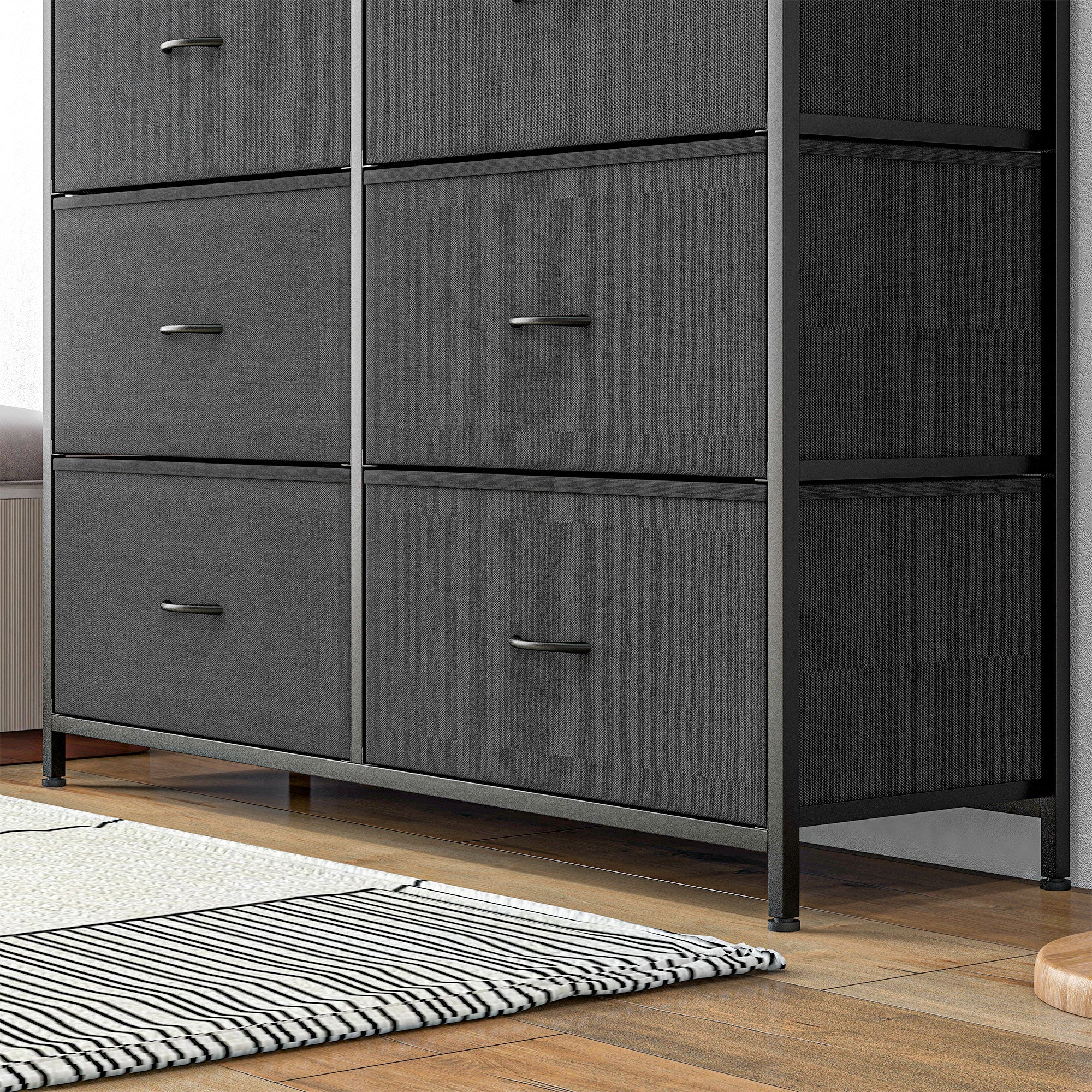 HOMCOM Bedroom Chest of Drawers Fabric Dresser w/ Foldable Drawers Black - Image 8