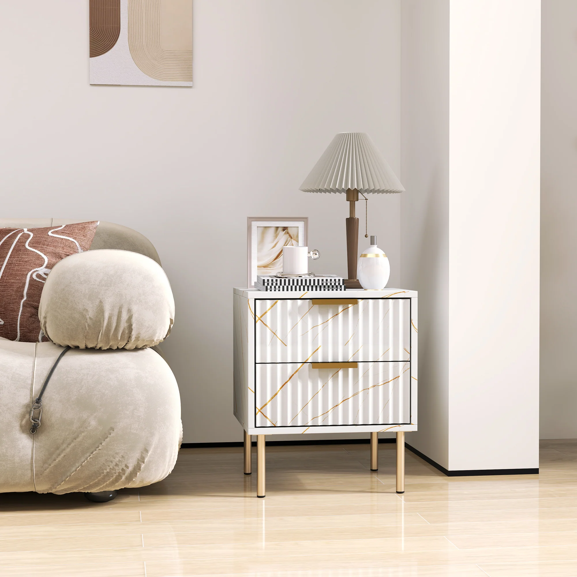 HOMCOM Bedside Table Bedside Cabinet with 2 Drawers for Bedroom - Image 18