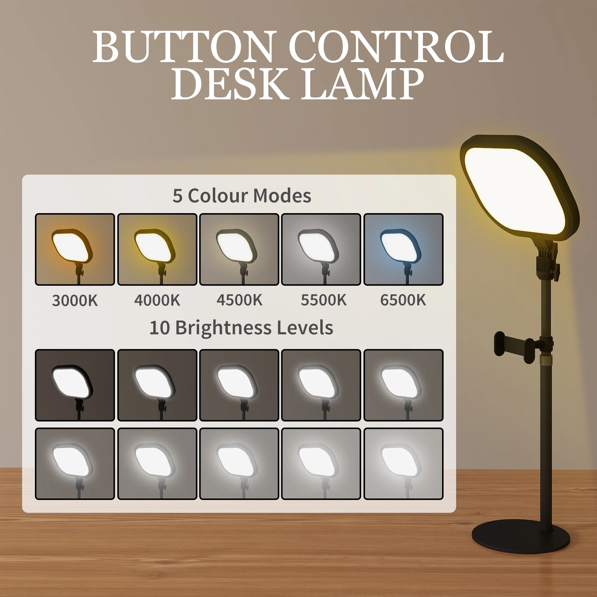 HOMCOM Bedside Table Lamp With 5 Colour Modes & 10 Brightness Levels, Black - Image 4