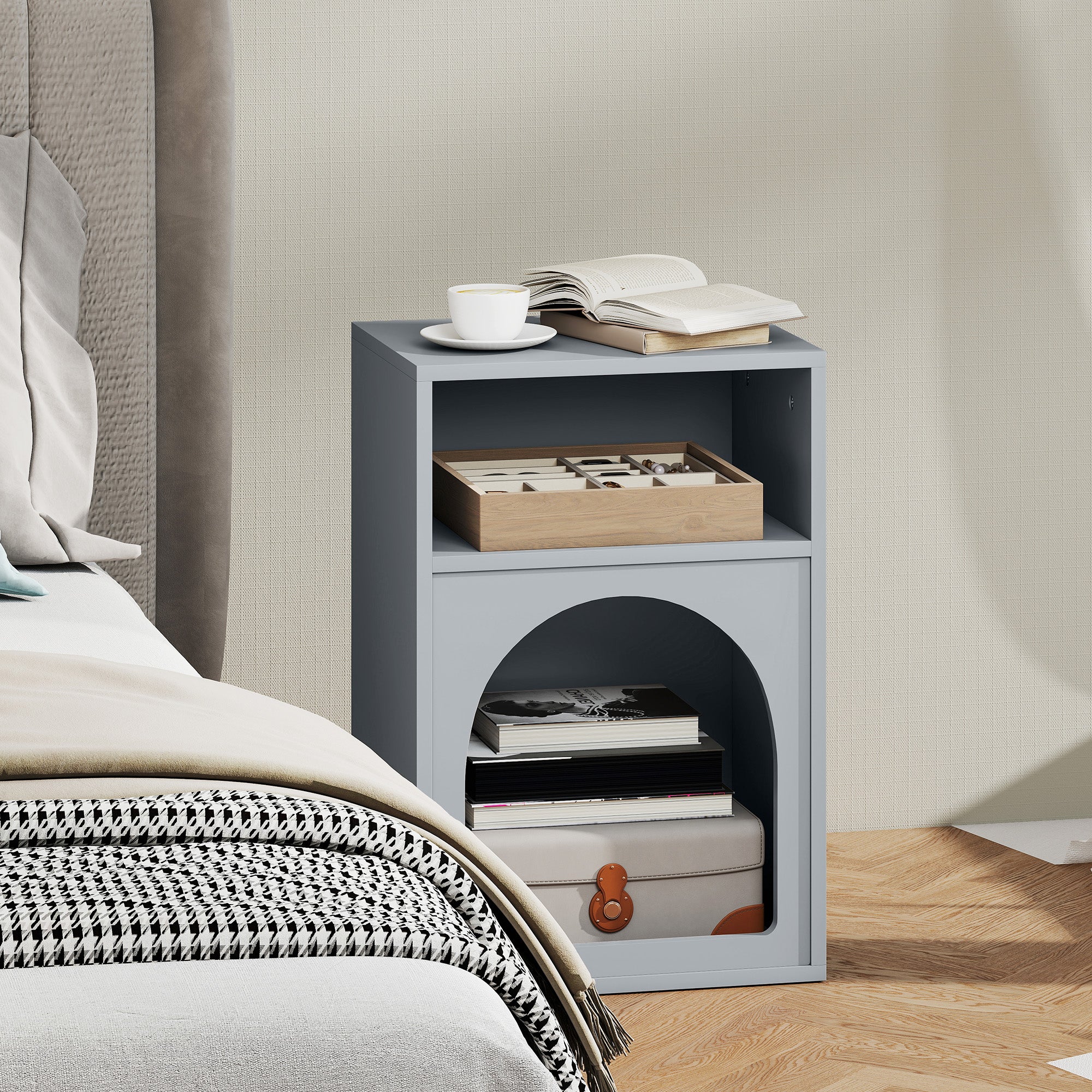 HOMCOM Bedside Table, Modern Bedside Cabinet For Bedroom - Image 16