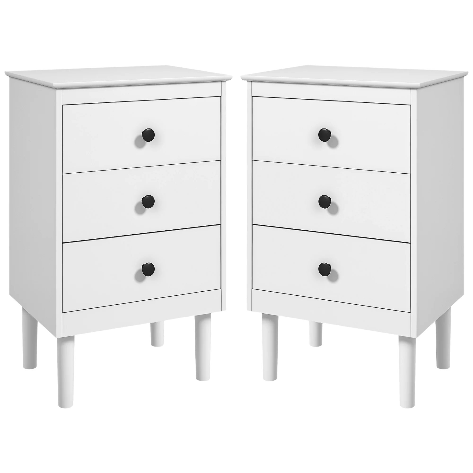 HOMCOM Bedside Table Set Of 2, Bedside Cabinet W/ 3 Drawers, Modern Side Table, - Image 11