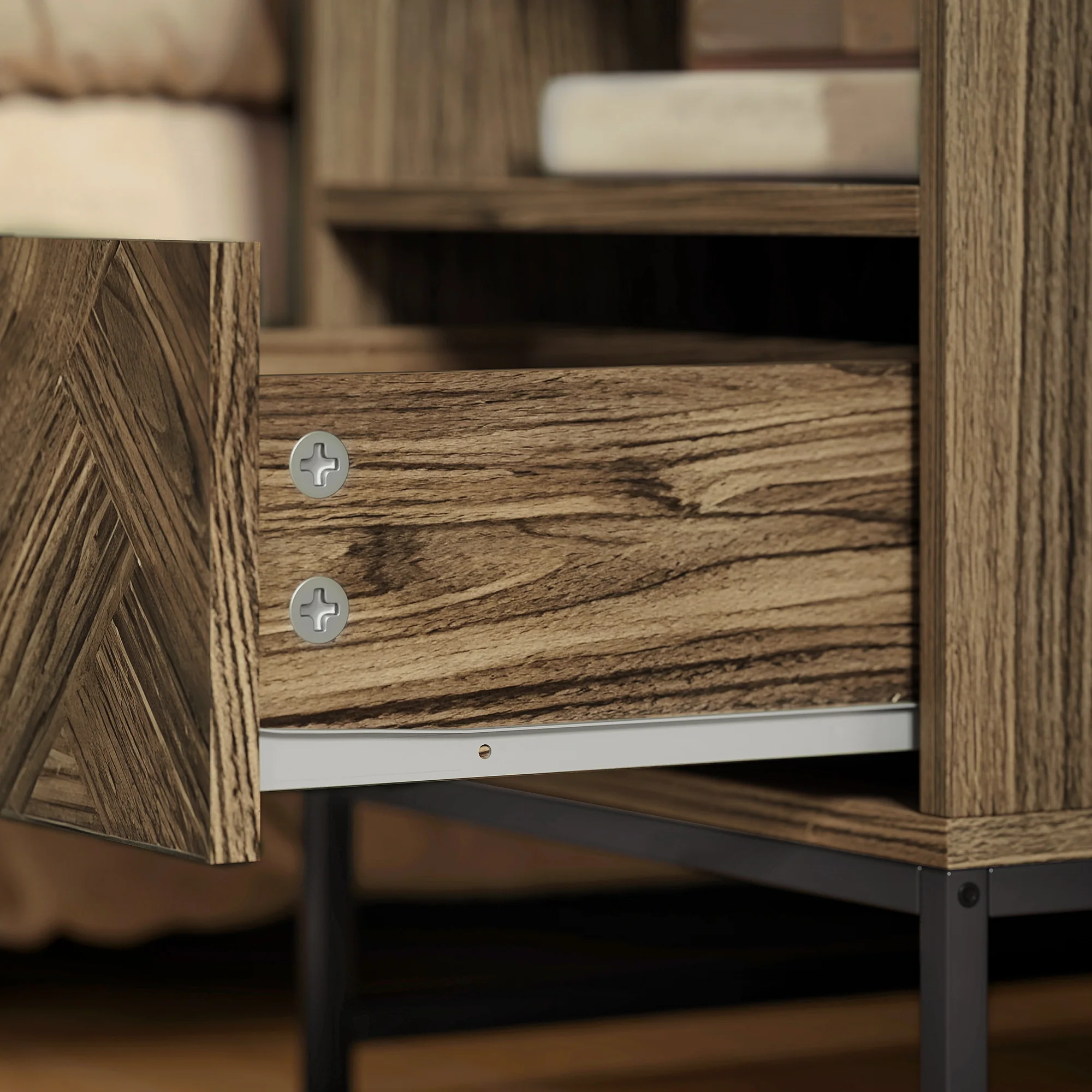 HOMCOM Bedside Table, Sofa Side Table with Drawer for Bedroom, Brown - Image 9