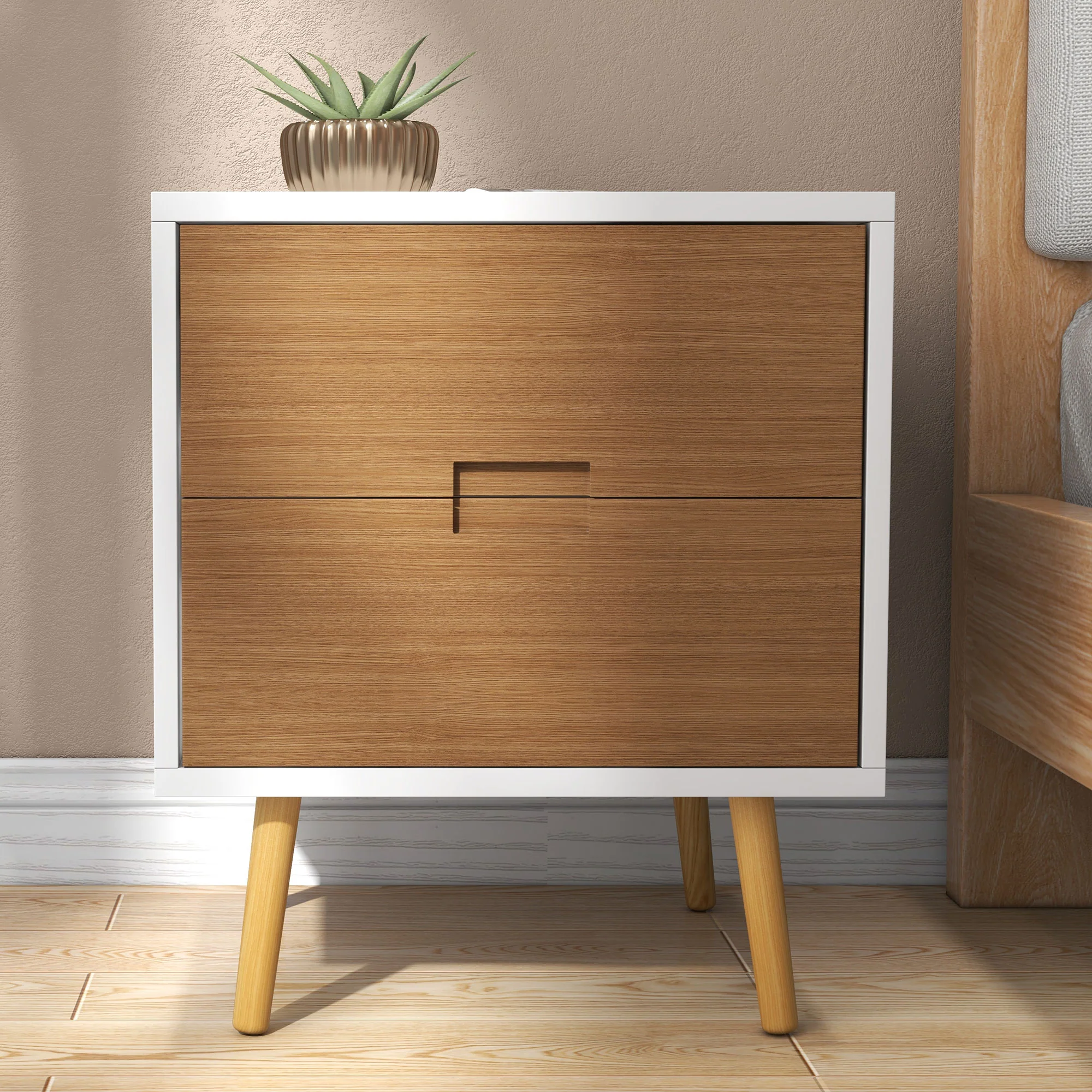 HOMCOM Bedside Table With 2 Drawers For Bedroom, Living Room - Image 7