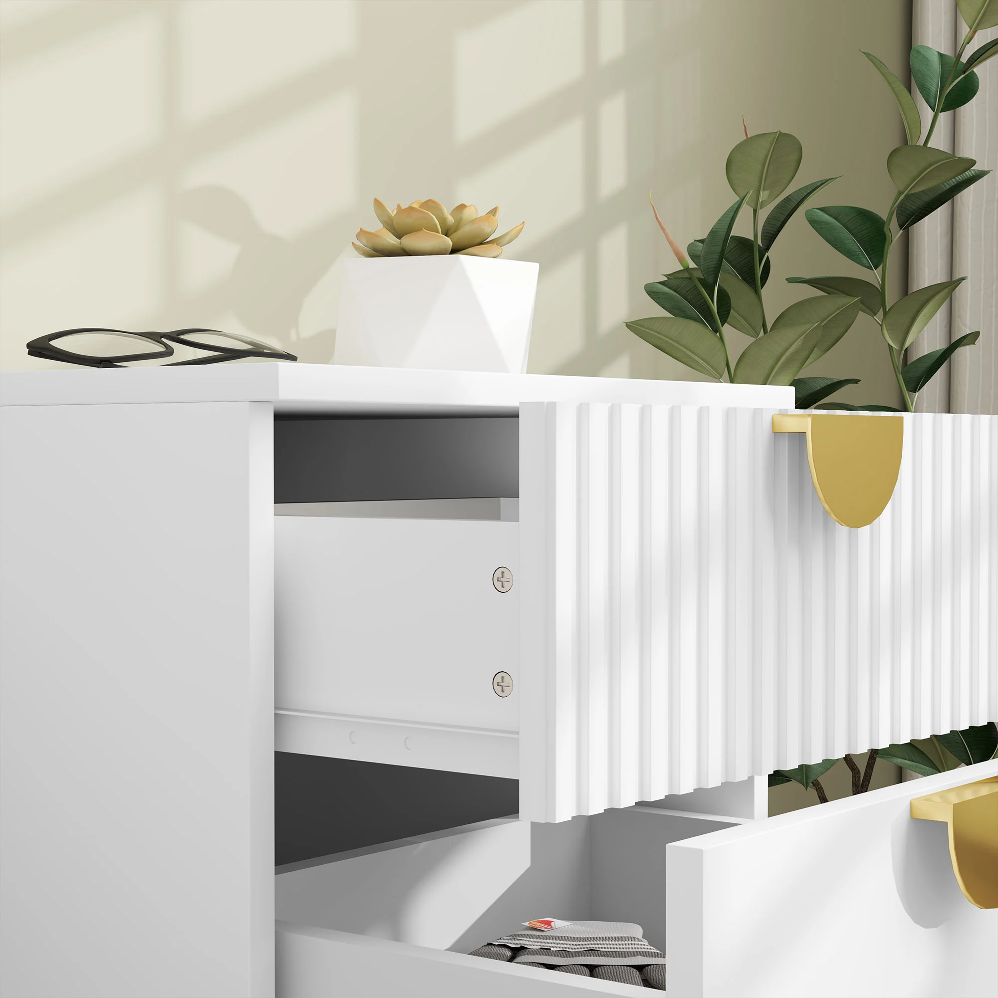 HOMCOM Bedside Table with 2 Drawers for Bedroom, Living Room, White - Image 9