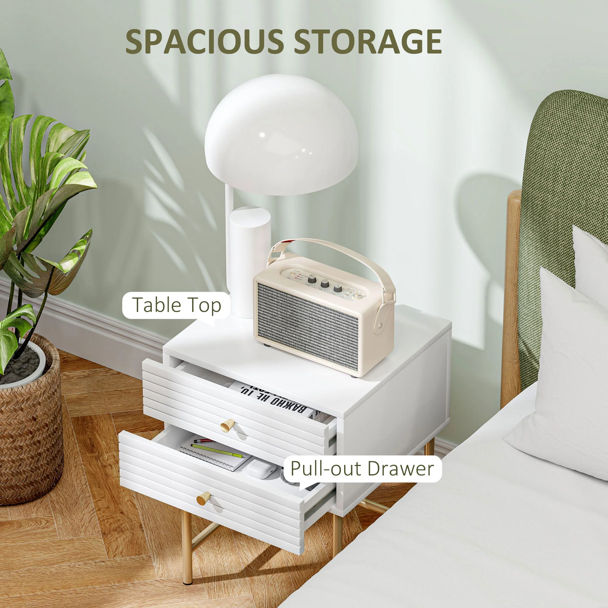 HOMCOM Bedside Tables Set of 2 with 2 Drawers for Bedroom - Image 13