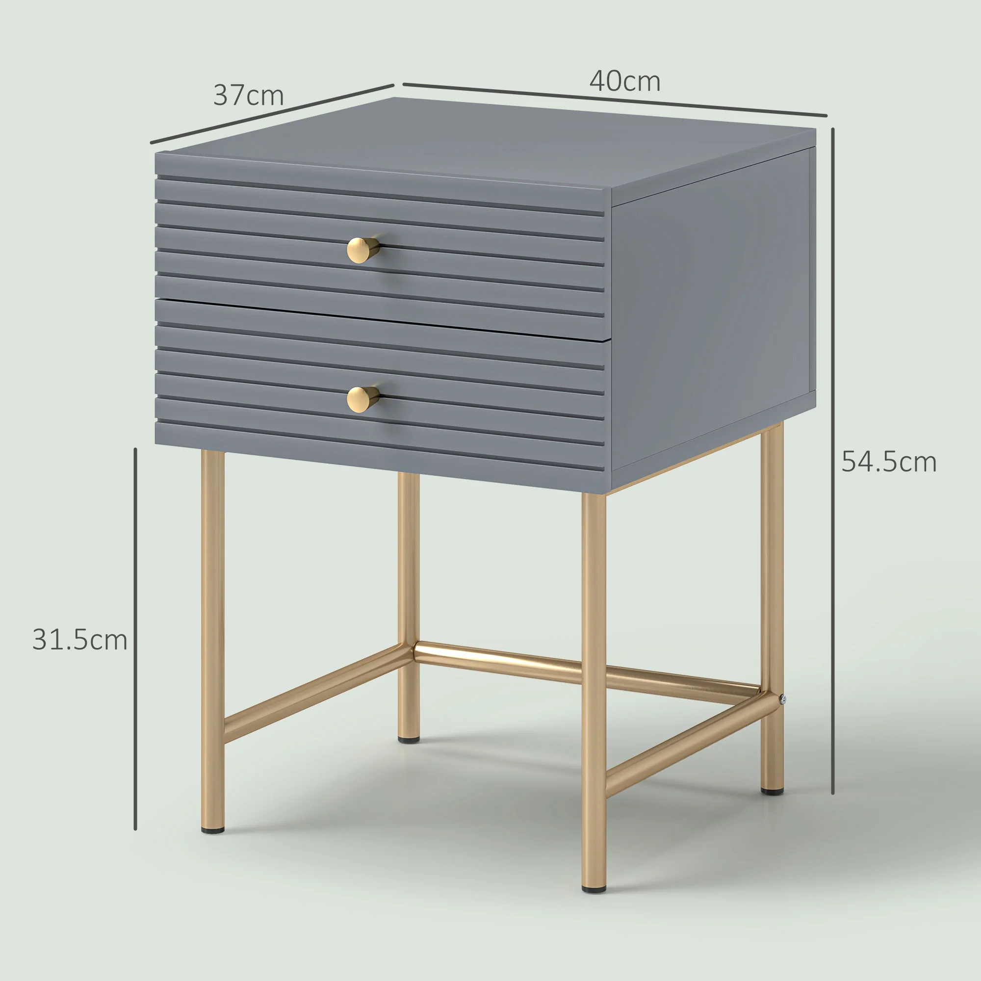 HOMCOM Bedside Tables Set of 2 with 2 Drawers for Bedroom - Image 5