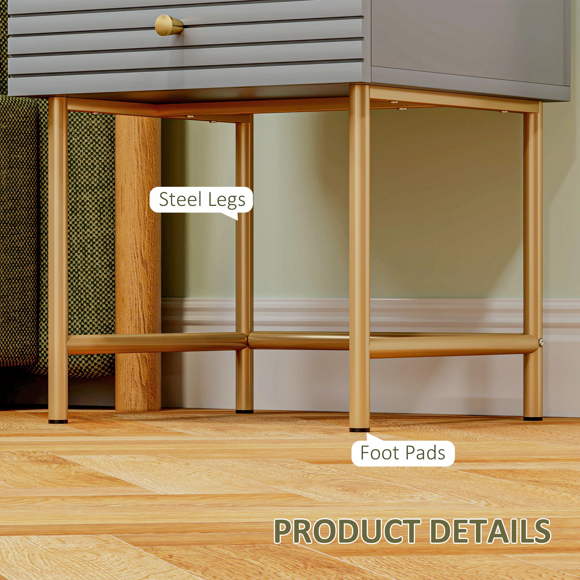 HOMCOM Bedside Tables Set of 2 with 2 Drawers for Bedroom - Image 6
