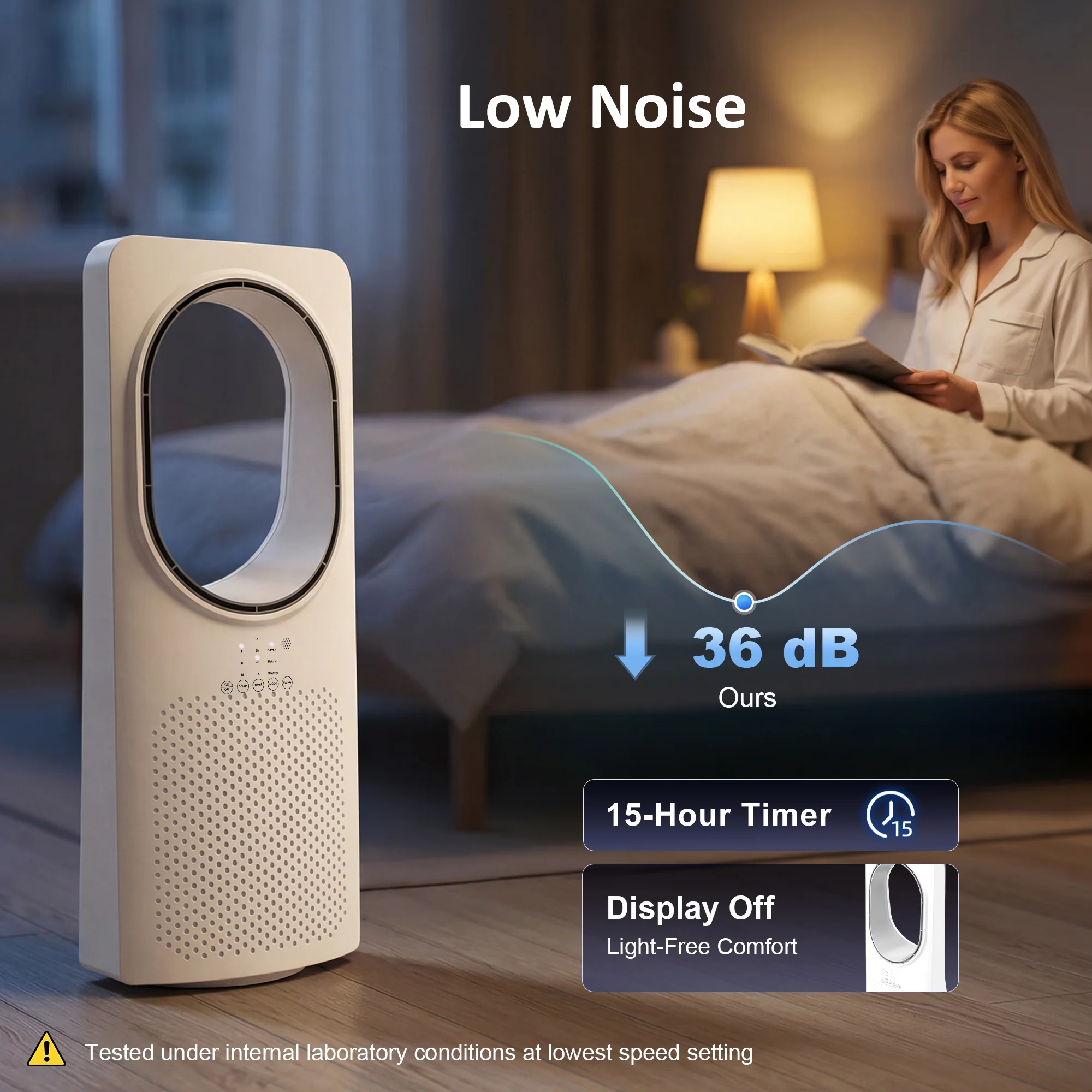 HOMCOM Bladeless Tower Fan With Oscillating, 3 Speeds, 3 Modes, 15H Timer - Image 7