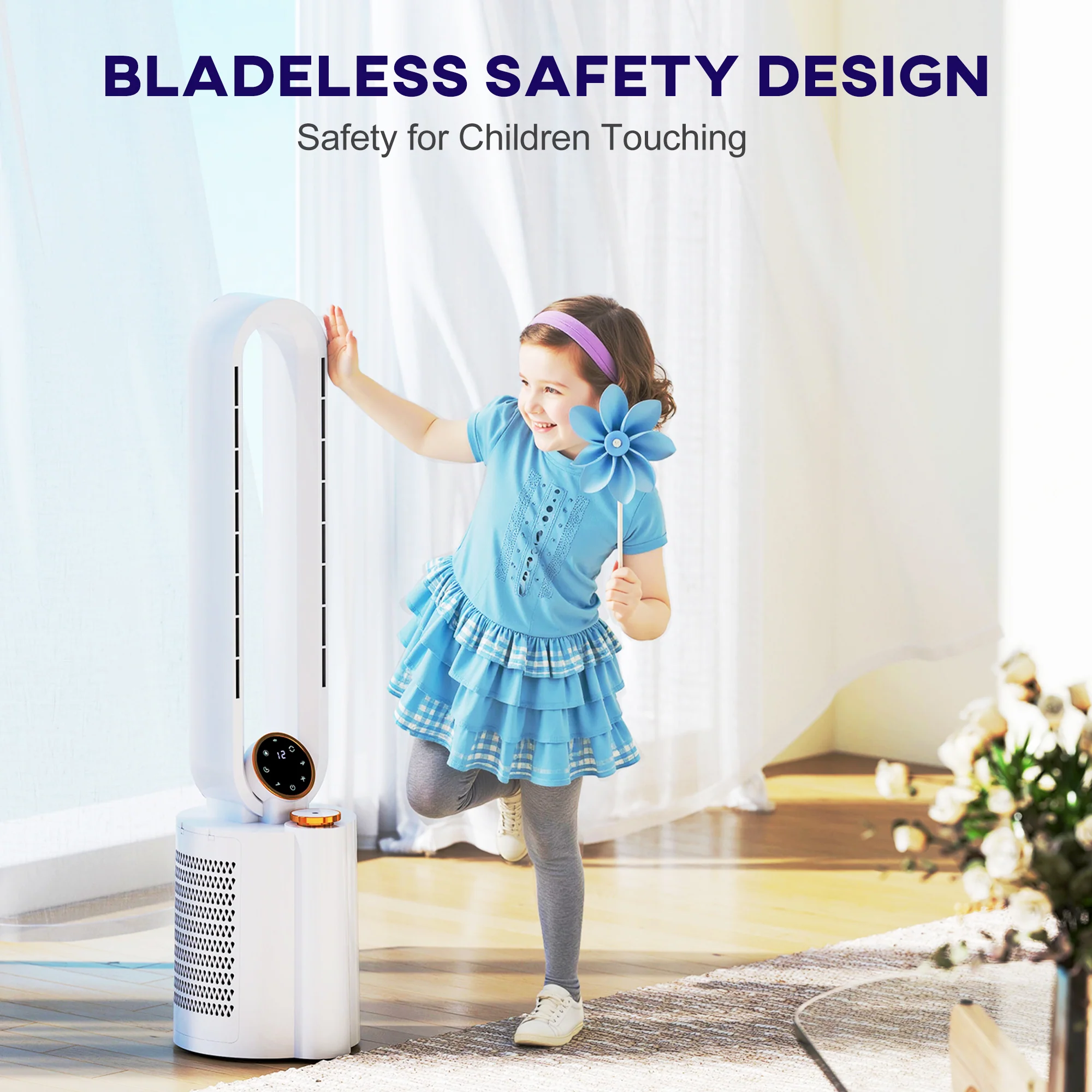 HOMCOM Bladeless Tower Fan with UV Sterilisation & Humidifier, Oscillation - Image 6