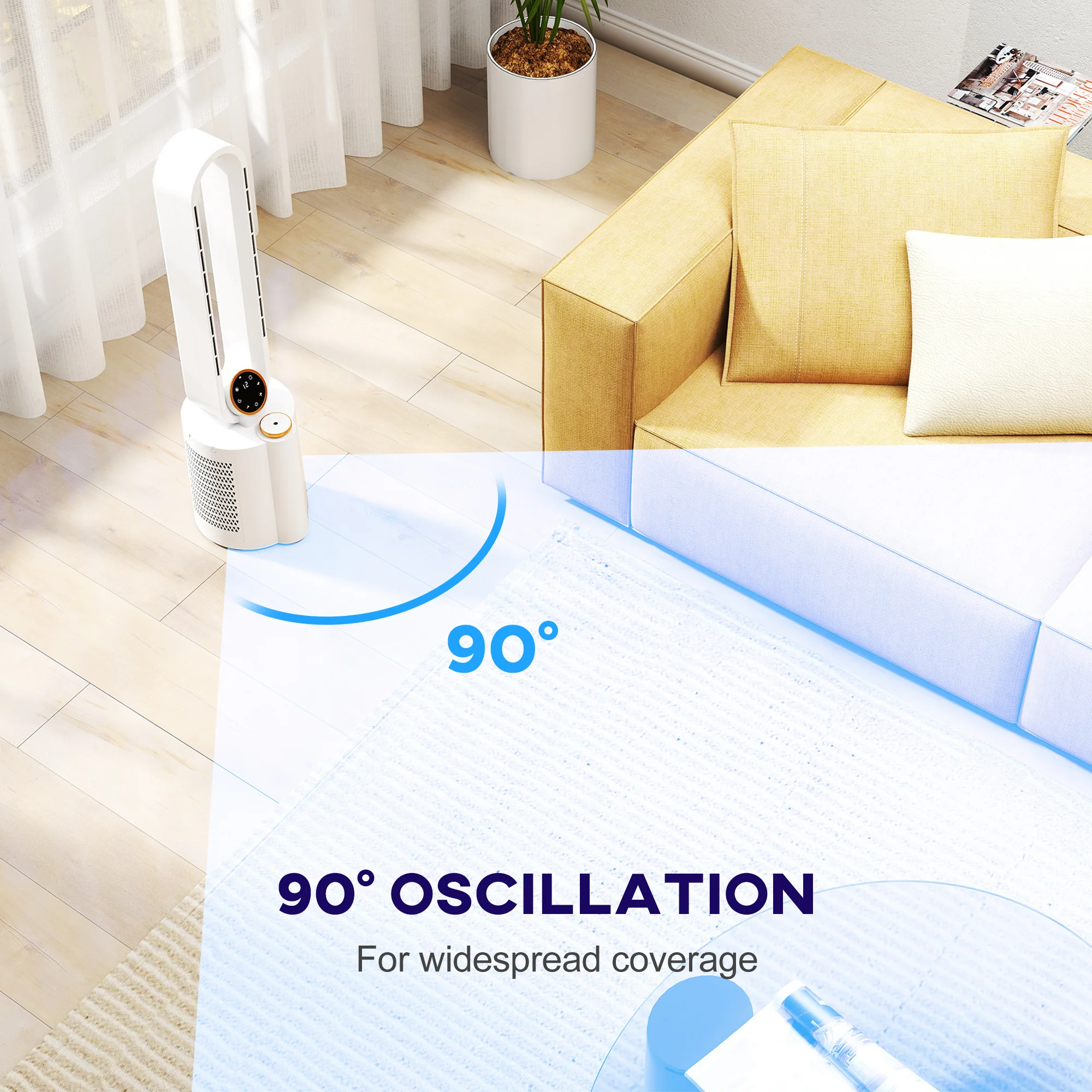 HOMCOM Bladeless Tower Fan with UV Sterilisation & Humidifier, Oscillation - Image 7