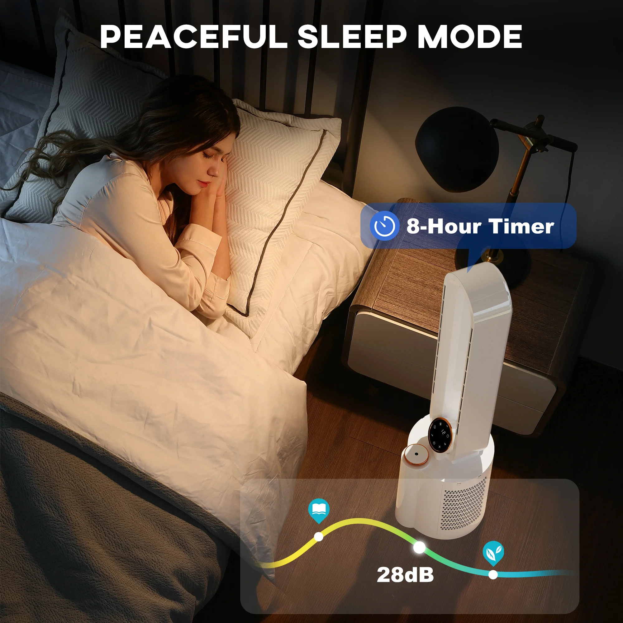 HOMCOM Bladeless Tower Fan with UV Sterilisation & Humidifier, Oscillation - Image 8
