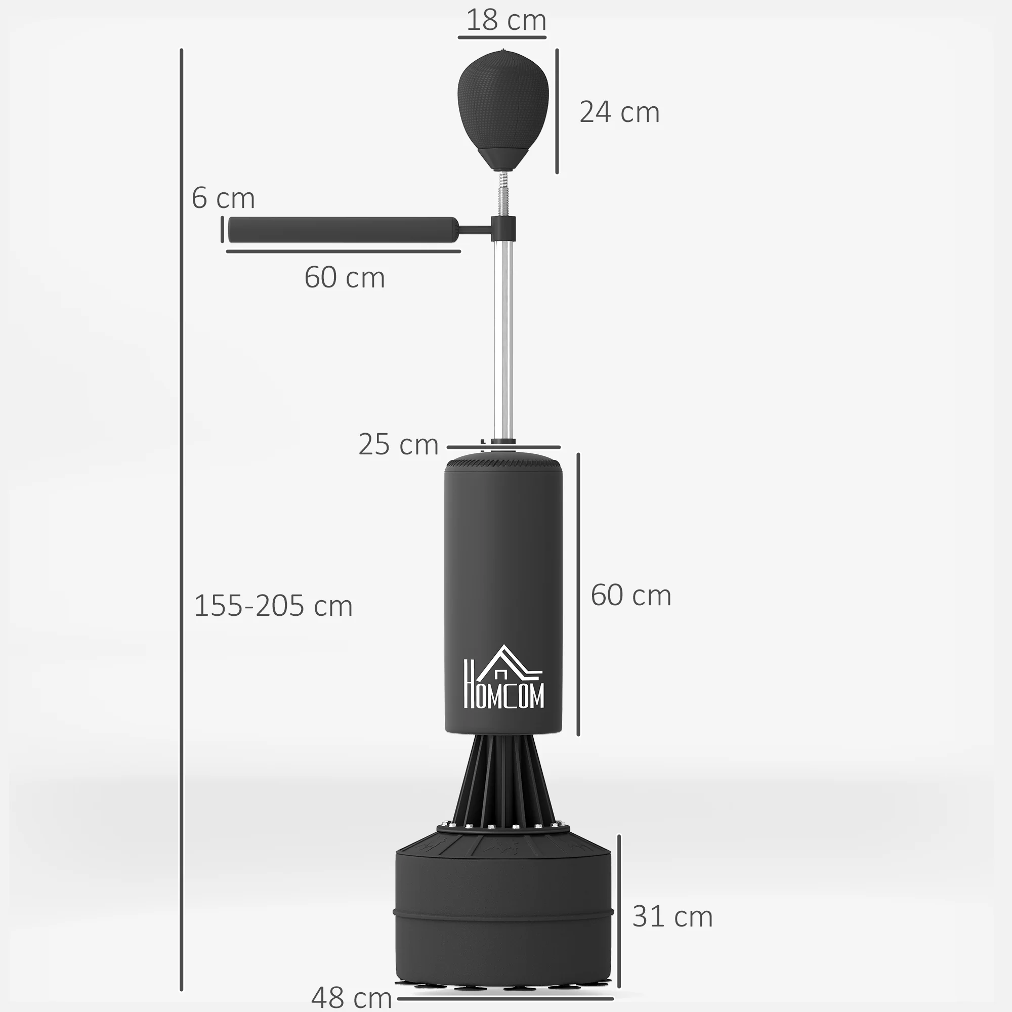 HOMCOM Boxing Punch Bag Stand w/ Rotating Flexible Arm Speed Ball Waterable Base - Image 5