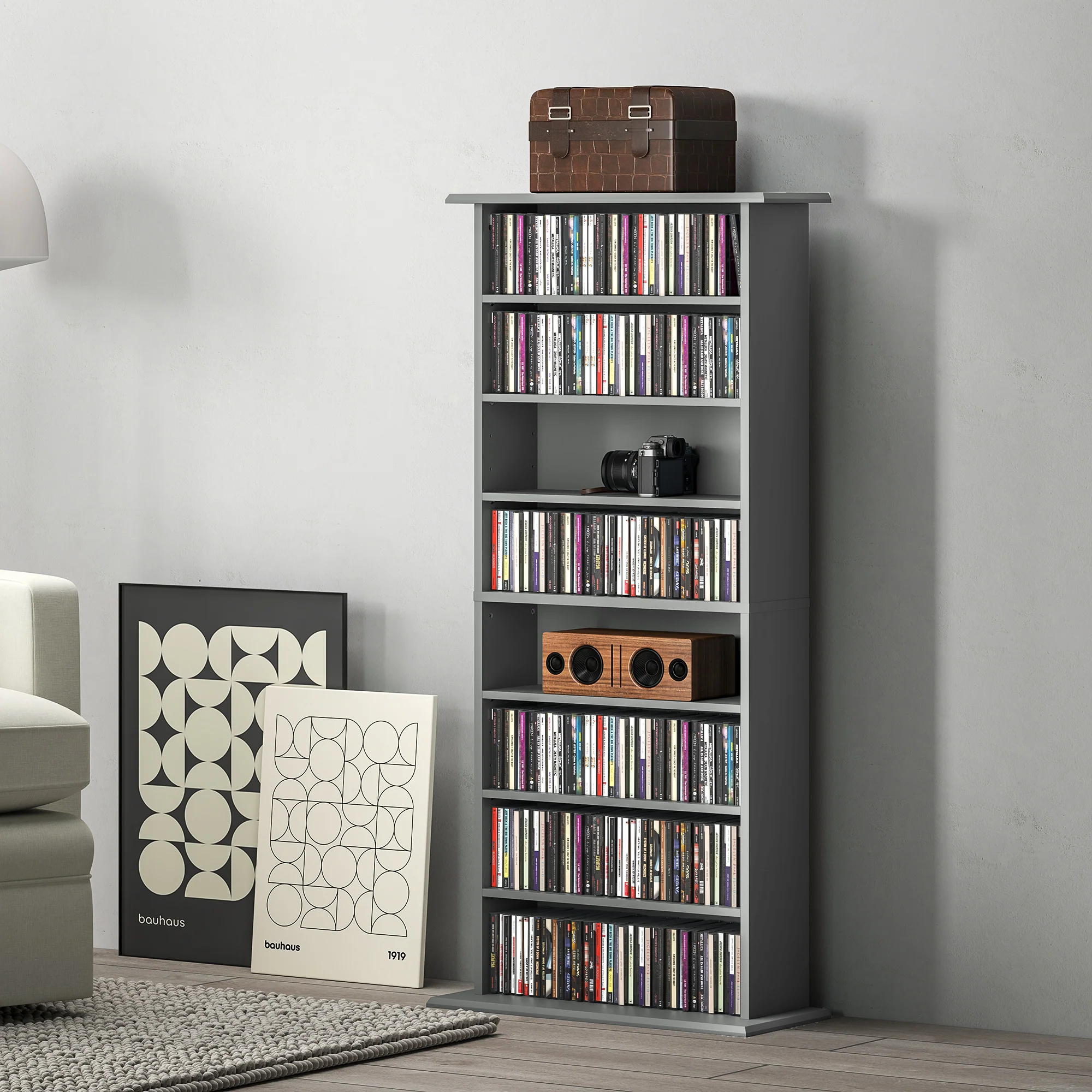 HOMCOM CD Storage Unit DVD Tower Blu-ray Storage Shelf For Living Room - Image 11