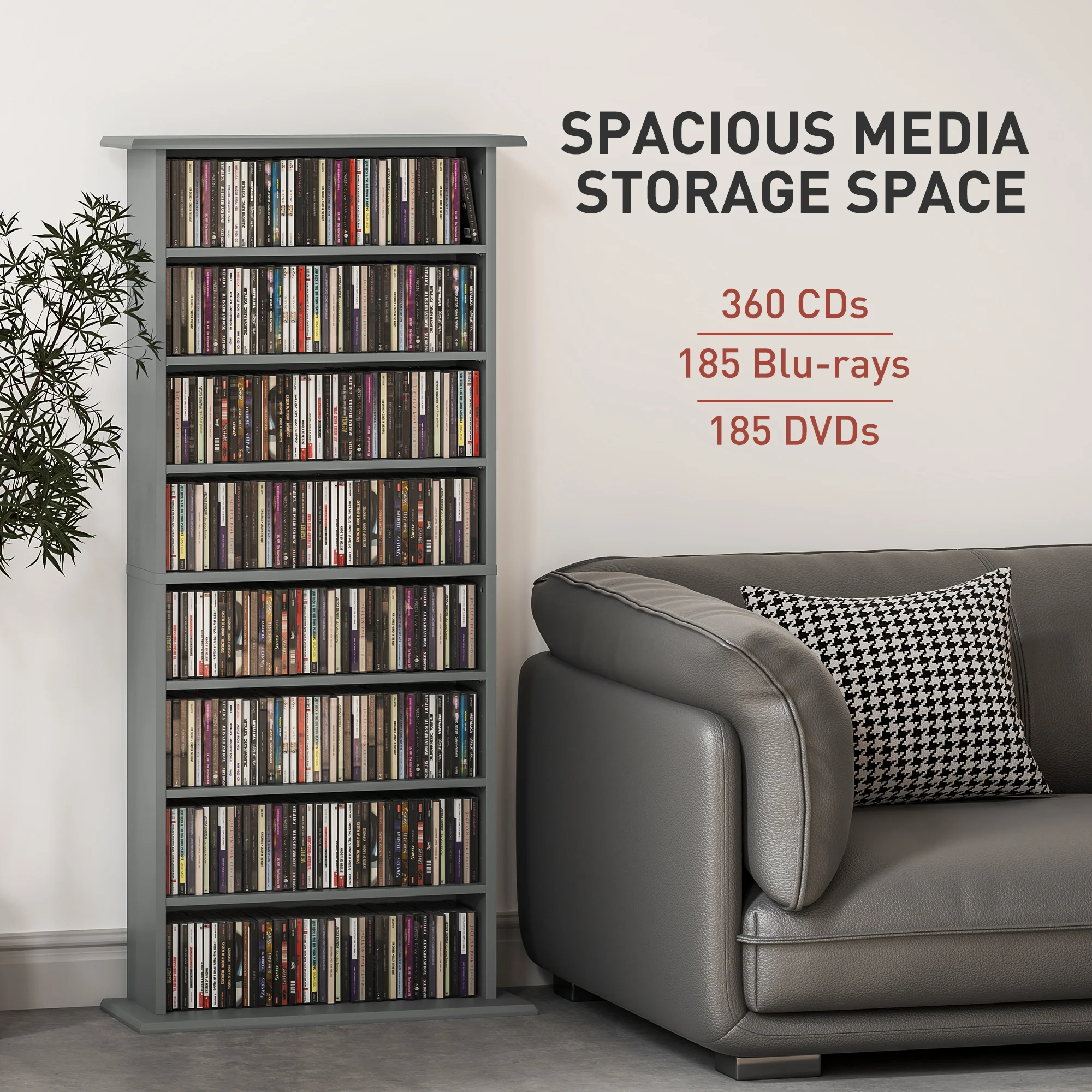 HOMCOM CD Storage Unit DVD Tower Blu-ray Storage Shelf For Living Room - Image 12