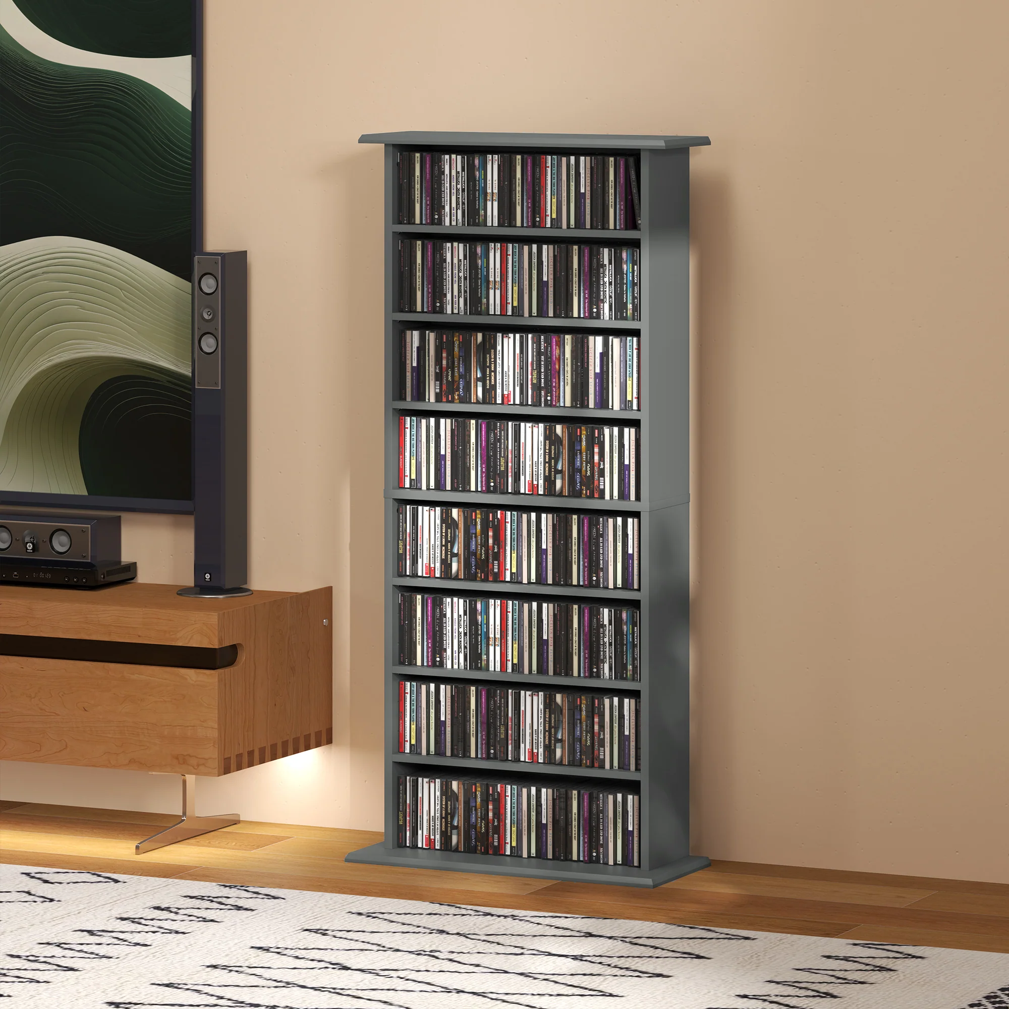 HOMCOM CD Storage Unit DVD Tower Blu-ray Storage Shelf For Living Room - Image 18