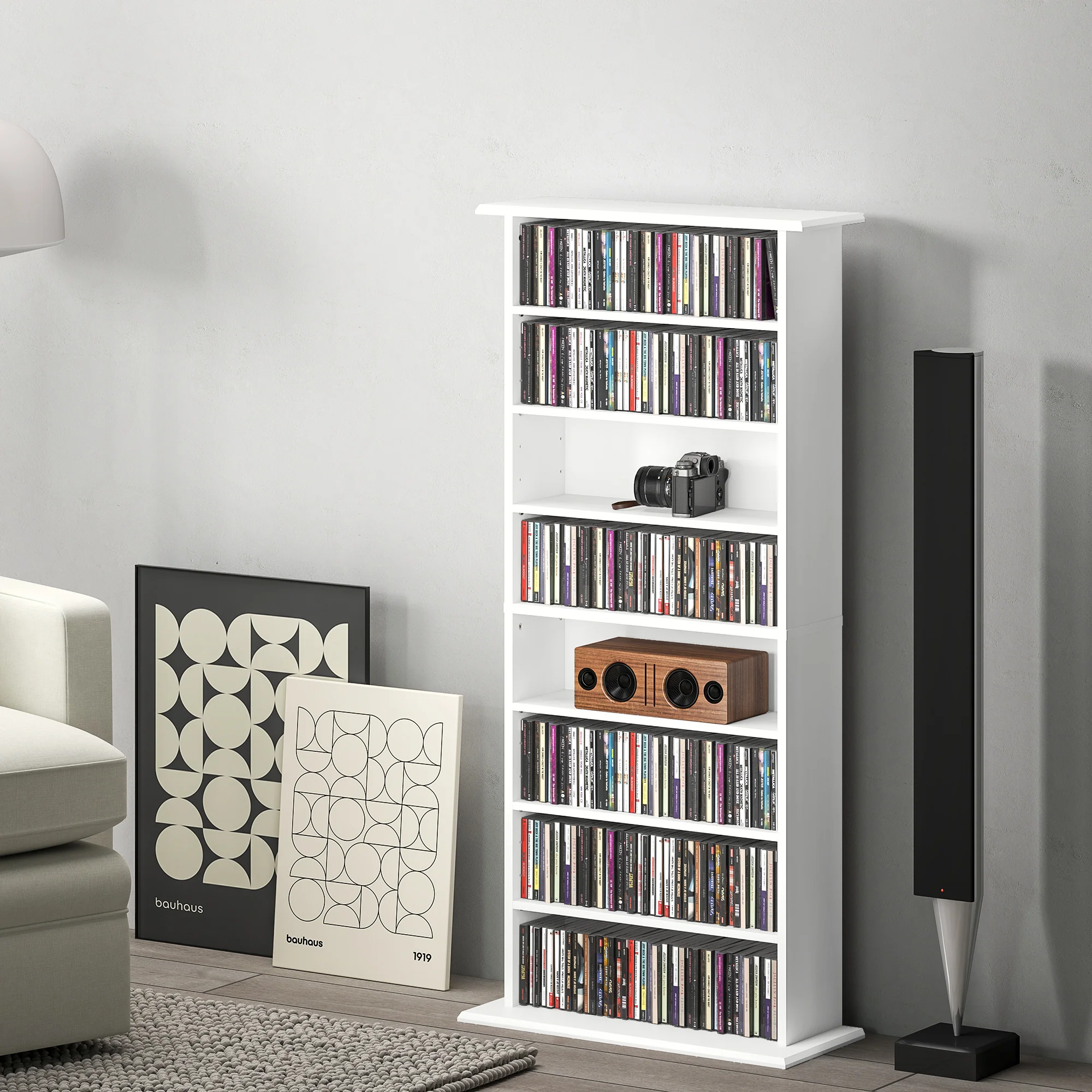 HOMCOM CD Storage Unit DVD Tower Blu-ray Storage Shelf For Living Room - Image 20