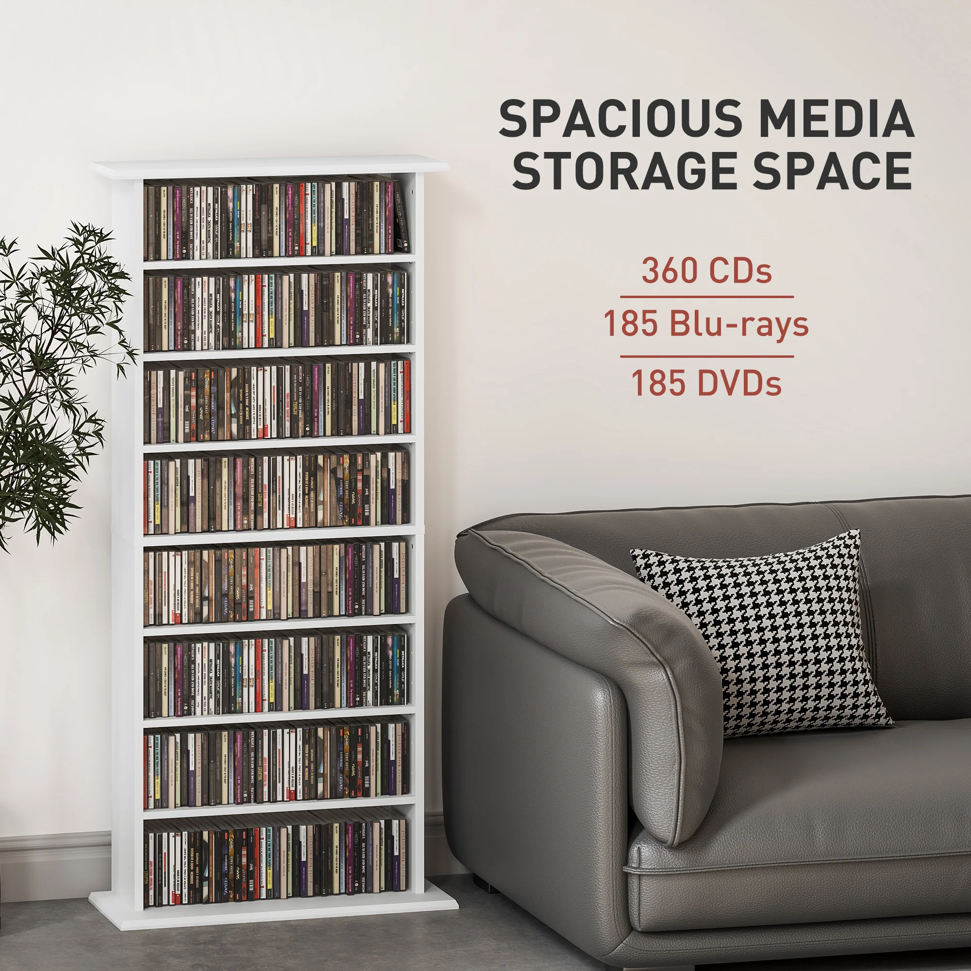HOMCOM CD Storage Unit DVD Tower Blu-ray Storage Shelf For Living Room - Image 21