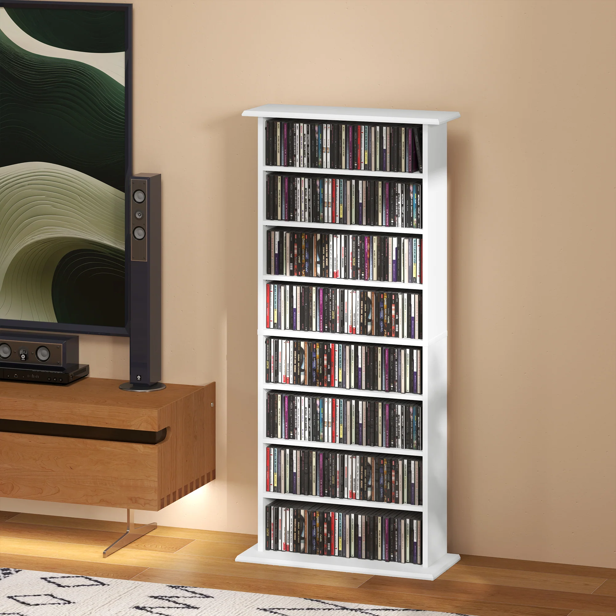 HOMCOM CD Storage Unit DVD Tower Blu-ray Storage Shelf For Living Room - Image 27